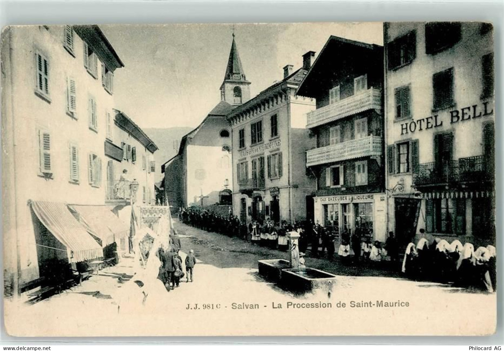 1922 Salvan - la Procession de Saint Maurice Maison de Commune - 13258625