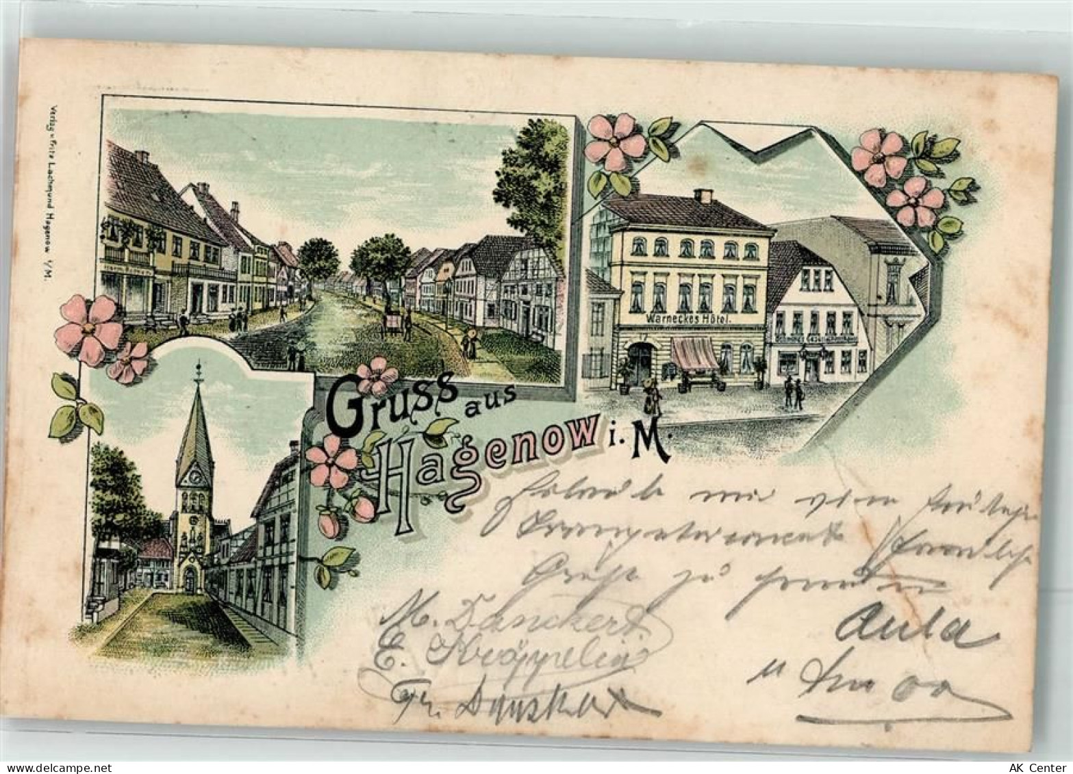 19230 O2820 Hagenow 1901 Gebrauchsspuren Hotel Warnecke Stadttor Lithogr... - 13624267