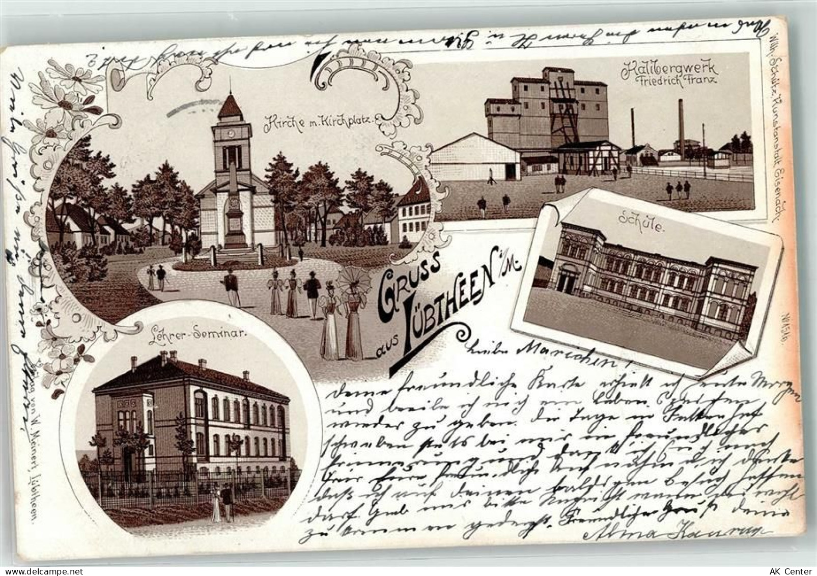 19230 O2821 Lübtheen 1899 - Kirche Kirchplatz Kalibergwerk Friedrich Fra... - 13610448