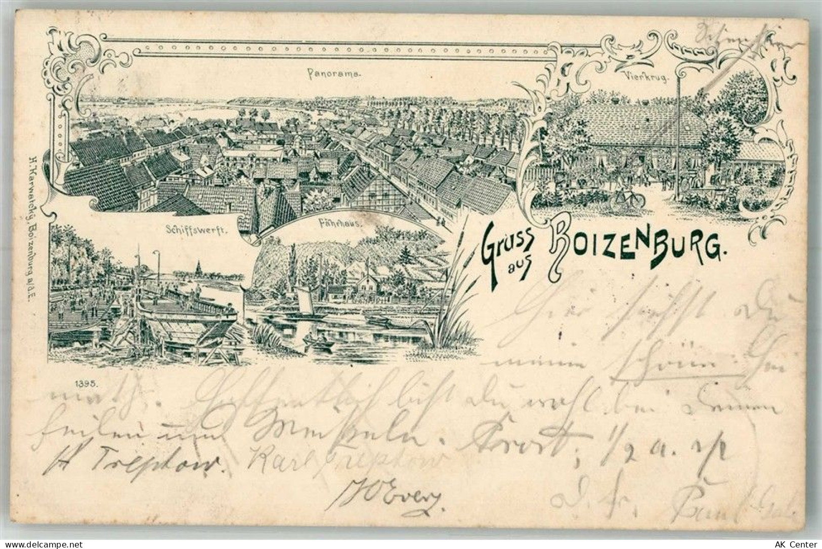 19258 O2830 Boizenburg 1897 Lithographie Vorläufer Druck um 1890 Gasthau... - 13670955