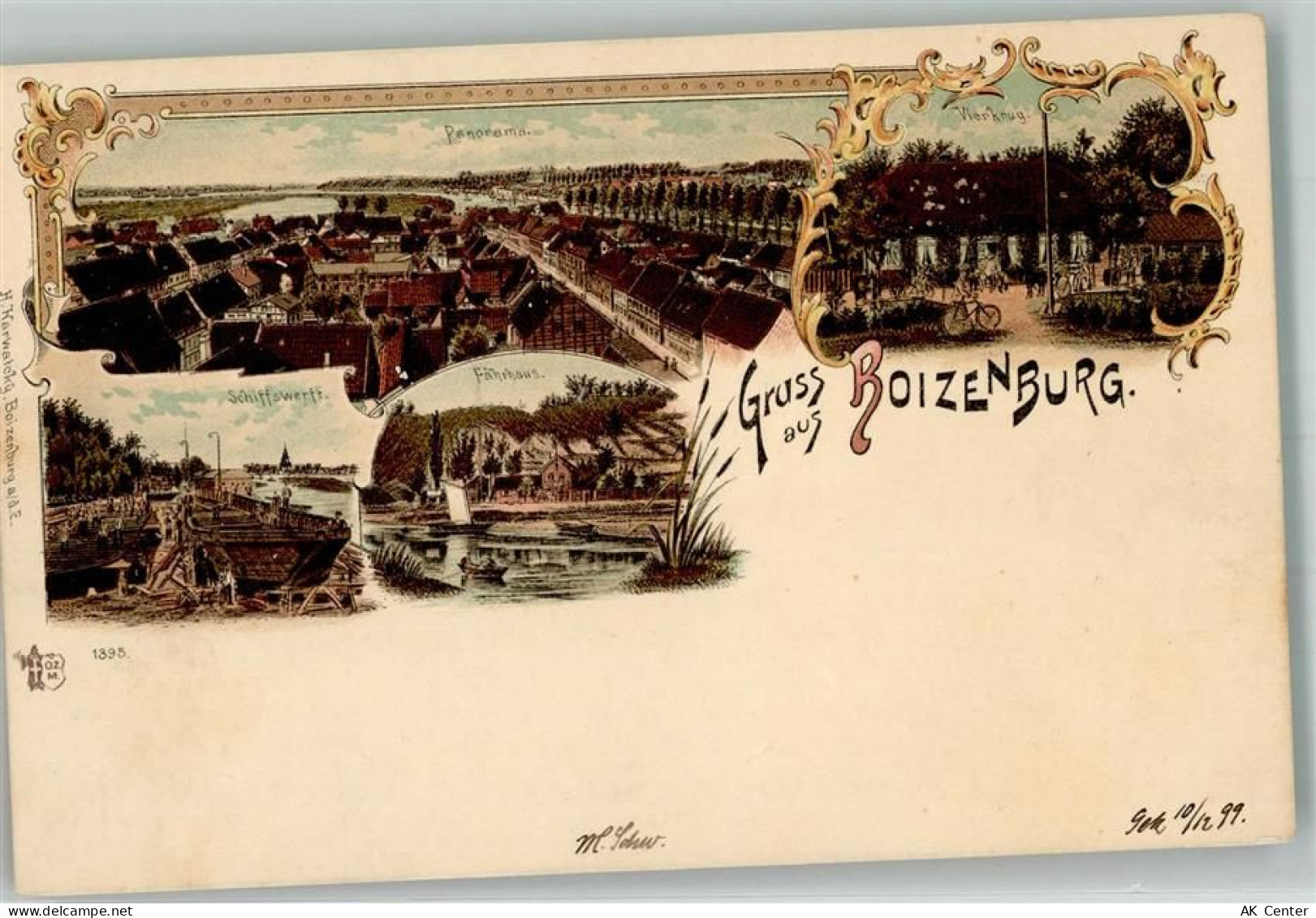 19258 O2830 Boizenburg Lithographie Schiffswerft Fährhaus Gasthaus Vier ... - 13659545