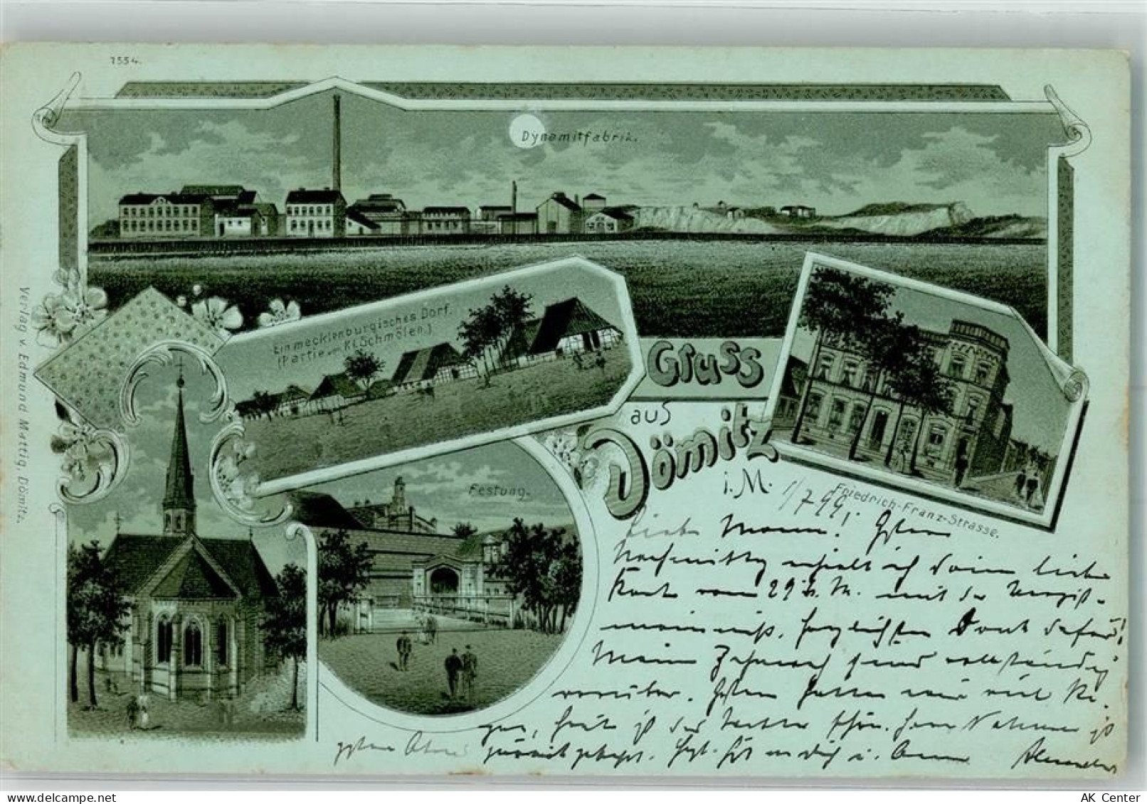 19303 O2802 Dömitz 1899 Lithographie Dynamitfabrik Festung Friedrich Fra... - 13643631