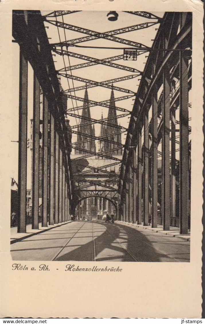 1936. DEUTSCHES REICH Postcard Köln Hohenzollernbrücke with 15 Pf Hindenburg cancelled KÖLN 2... (Michel 520) - JF431756