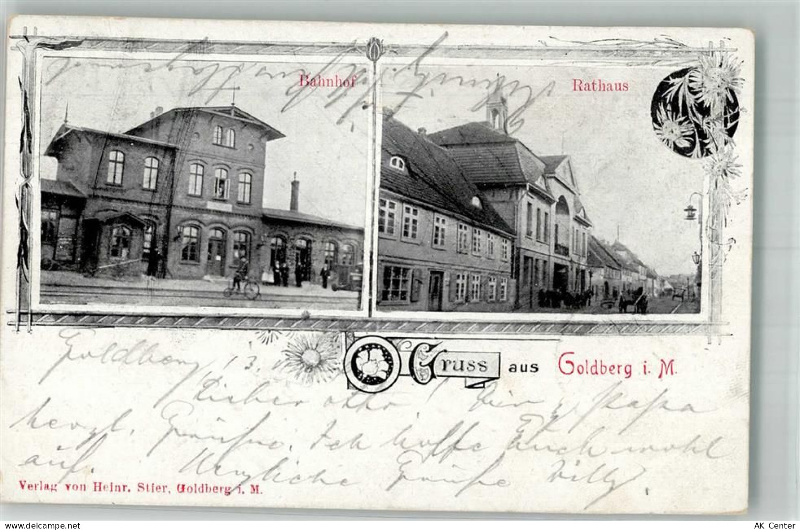 19399 O2862 Goldberg , Meckl 1904 - Bahnhof Rathaus - 13663023