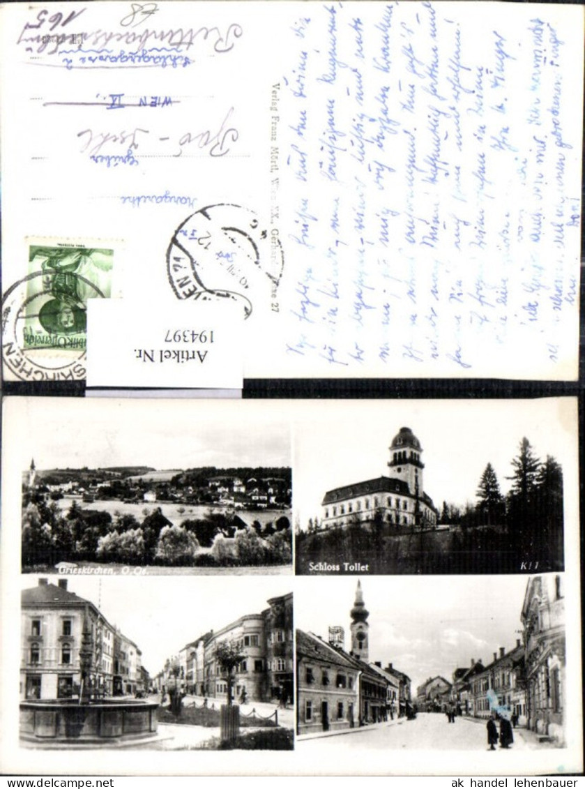 194397,Grieskirchen Totale Schloss Tollet Stadtplatz Straßenansicht Mehrbildkarte