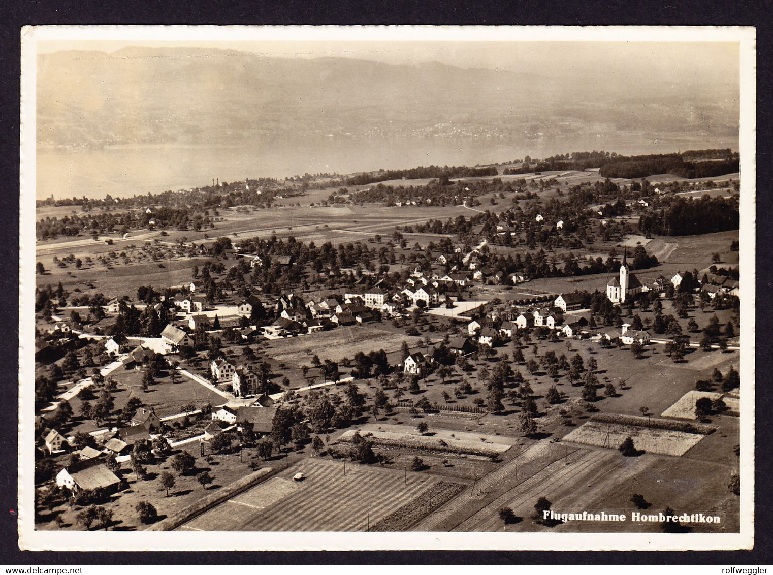 1949 Flugaufnahme Hombrechtikon, gestempelte AK: Grossformat.
