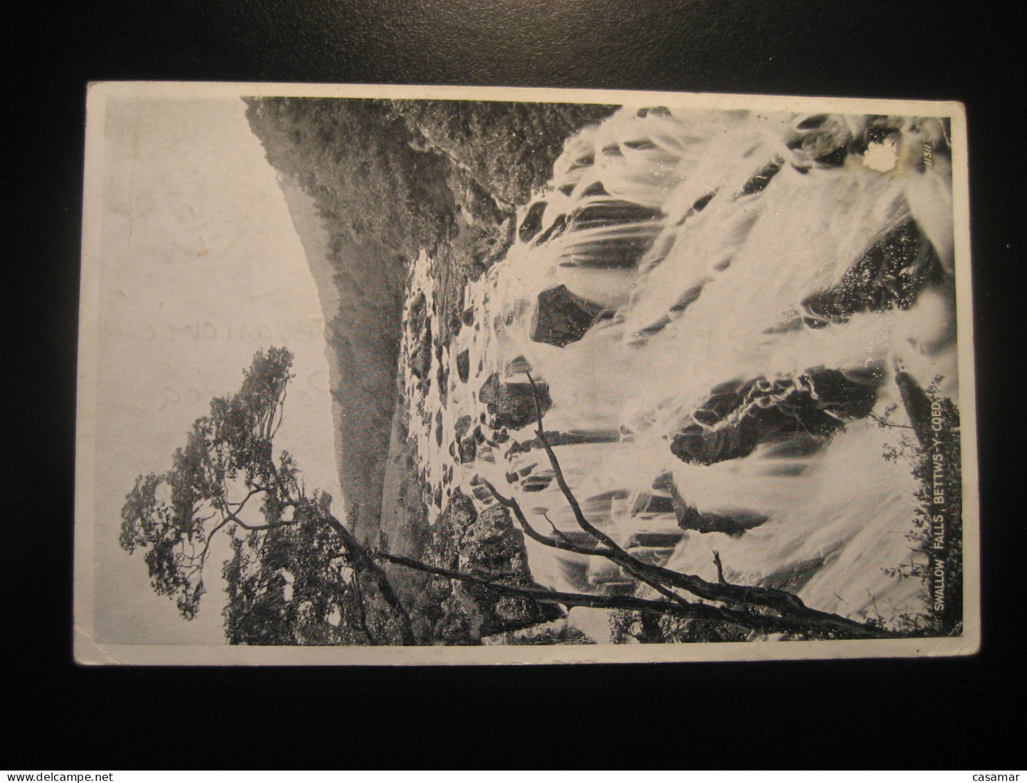 1955 to Belgrade Yugoslavia SWALLOW FALLS Betws-Y-Coed Conwy Valley postcard ENGLAND UK GB
