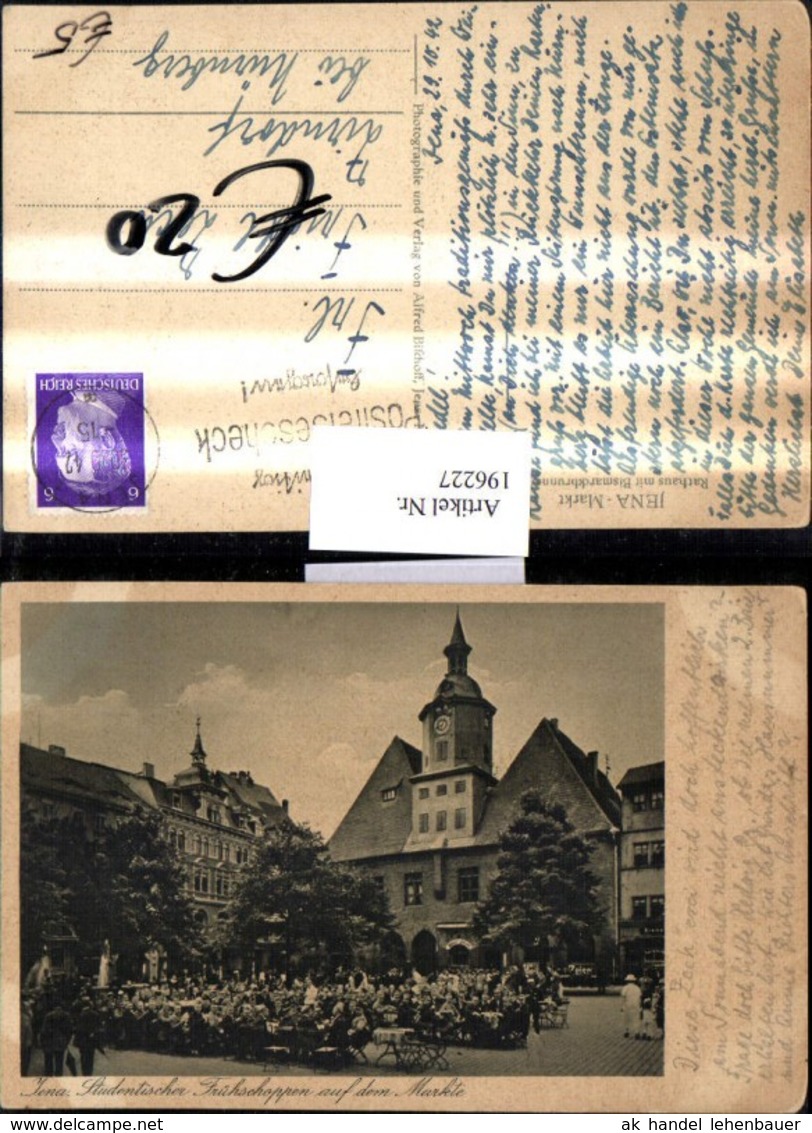 196227,Jena Markt Rathaus m. Bismarckbrunnen Studentischer Fr&uuml;hschoppen auf d. Markte