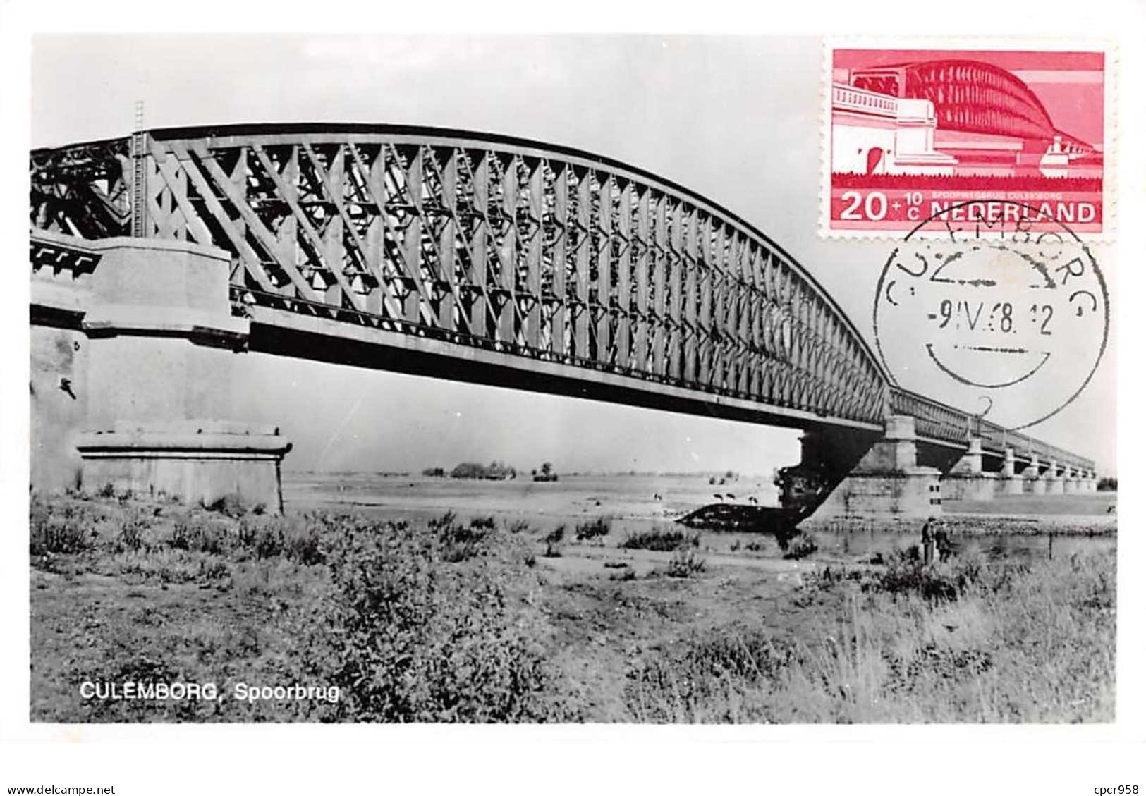 1968 - carte maximum - n°151185 -pays bas- spoorbrug - cachet - culemborg