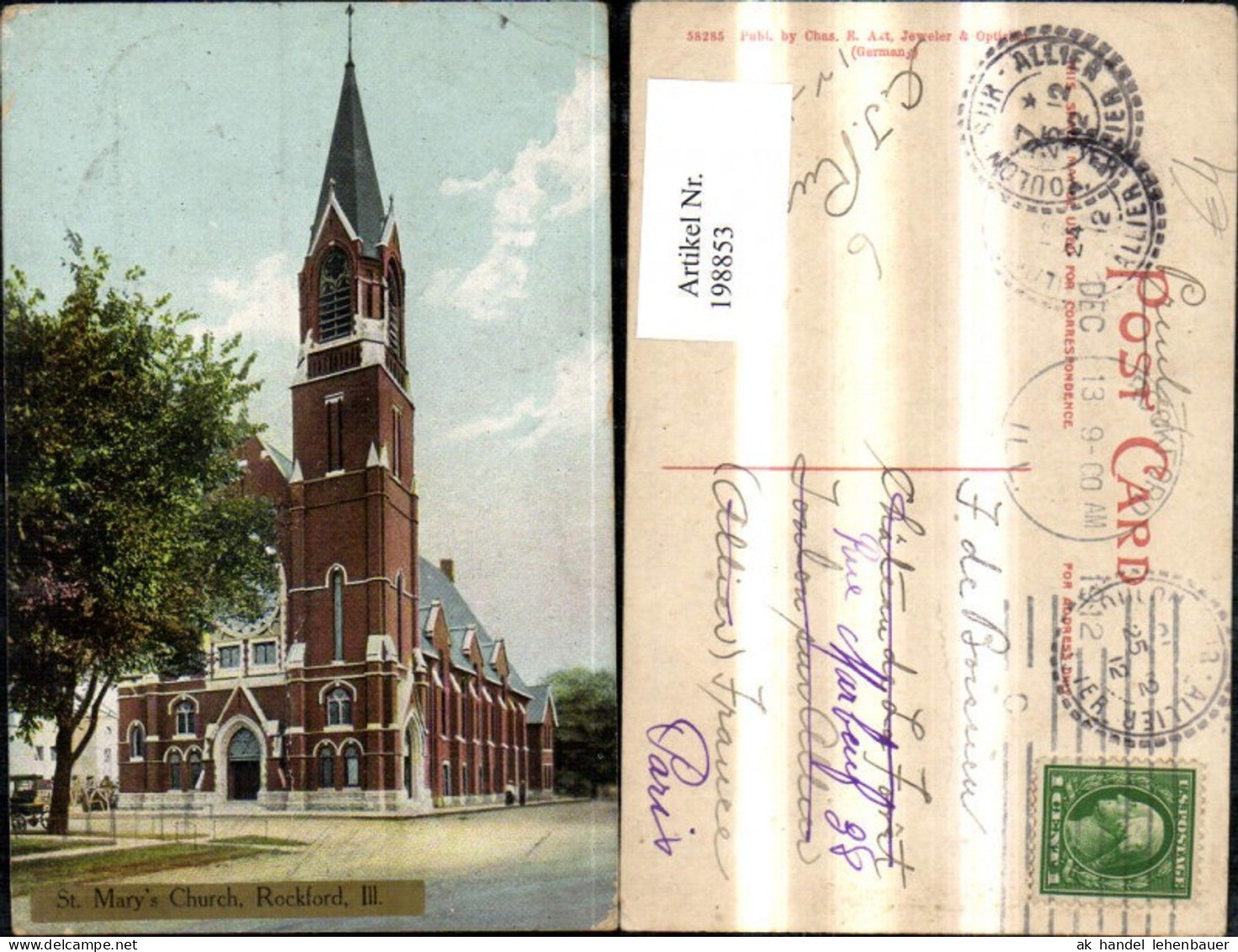 198853,Illinois Rockford III St Marys Church Kirche
