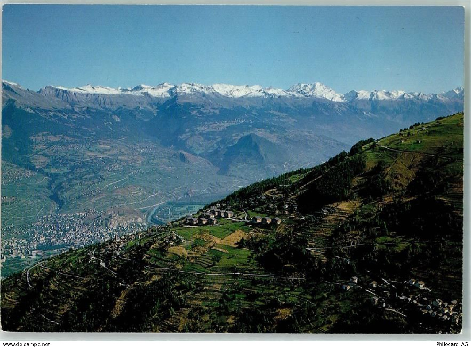1993 Veysonnaz - La station et le village avec au fond La ville de Sion ... - 40161886