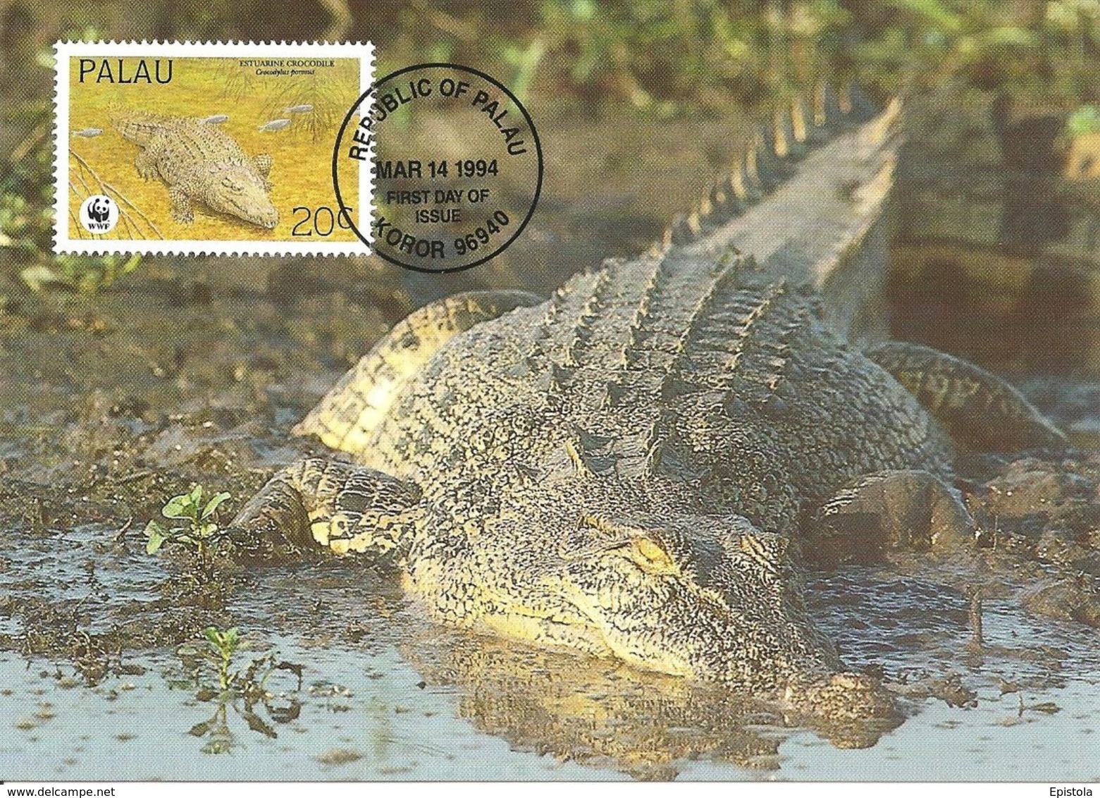 1994 - PALAU - Koror - Estuarine Crocodile - Crocodile à double crête WWF