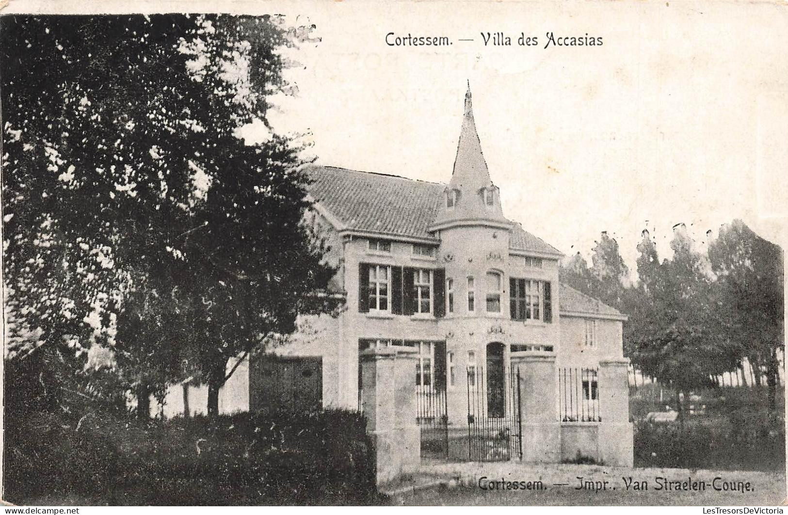 [-20%] BELGIQUE - Cortessem - Villa des Accasias - Bâtiment - Architecture - Portail - Tour - Bois - Carte postale ancie