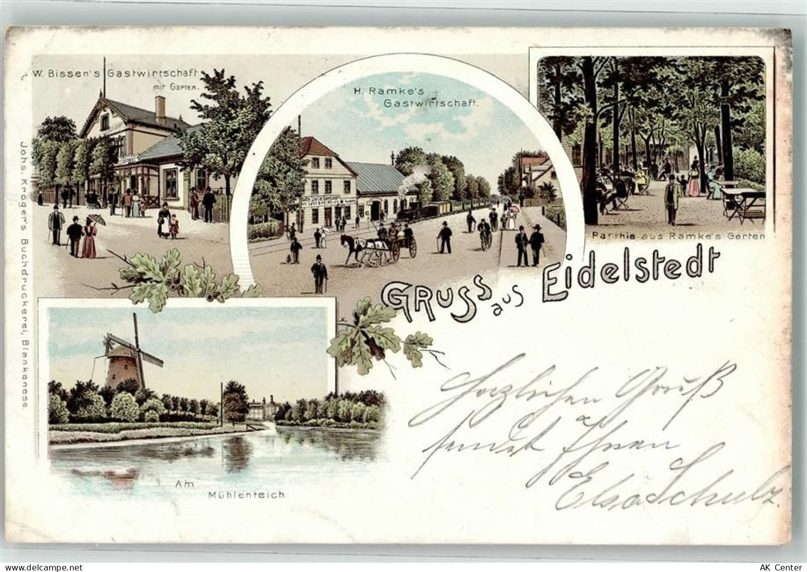 20095 W2000 Eidelstedt 1899 Lithographie Gasthaus Bissen Gasthaus Ramke ... - 13627720