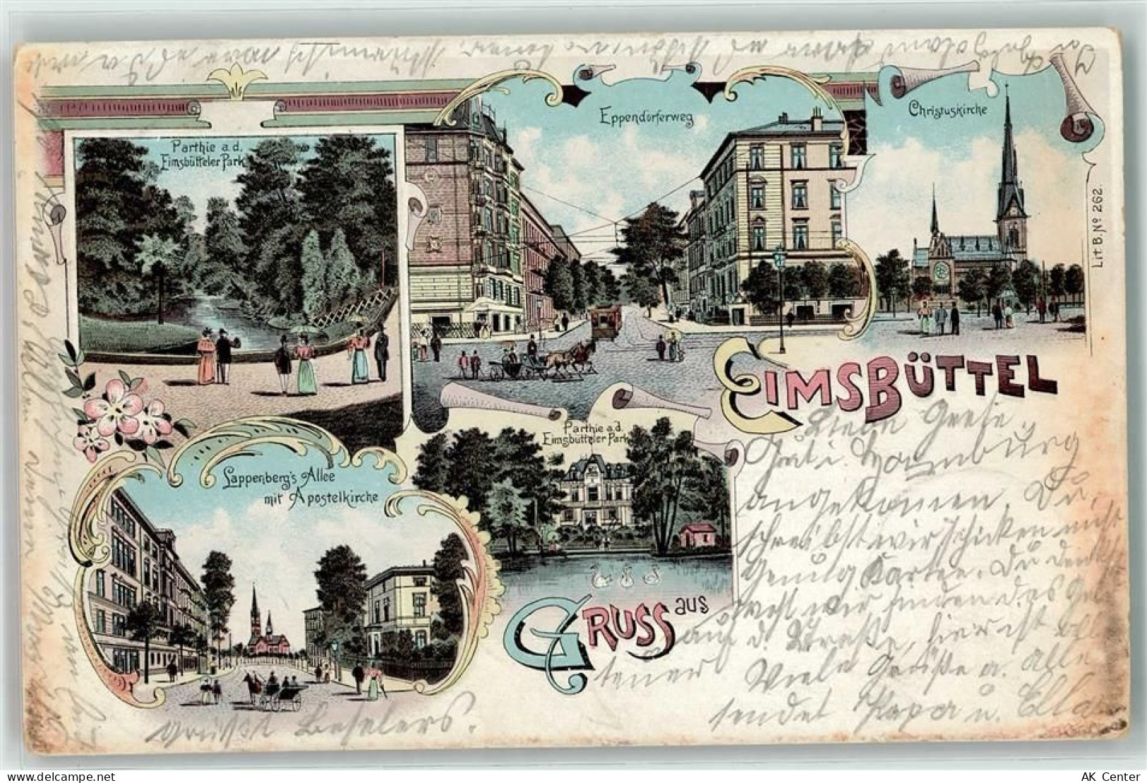 20095 W2000 Eimsbüttel 1899 Lithographie Park Eppendörferweg Christuskir... - 13606886