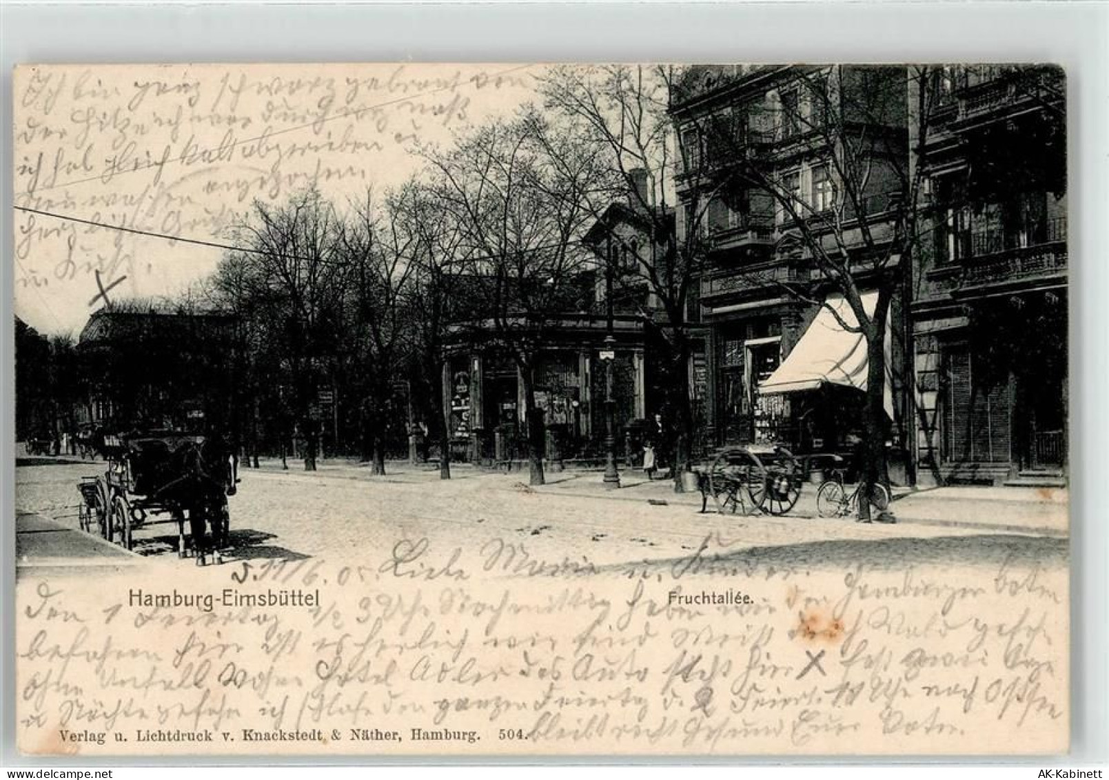 20095 W2000 Eimsbüttel 1905 Lithographie Fruchtallee Kutsche Hamburg - 52096749