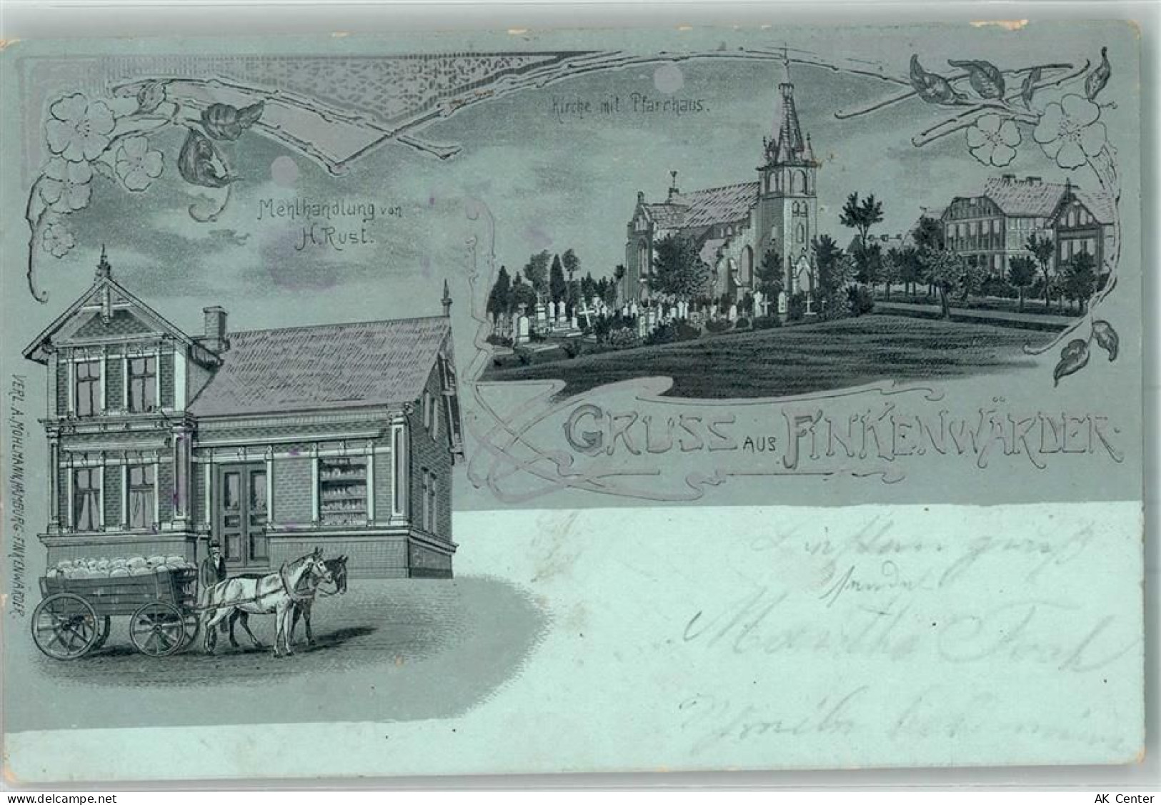 20095 W2000 Finkenwerder Lithographie / Mondschein Mehlhandlung Rust Meh... - 13653281