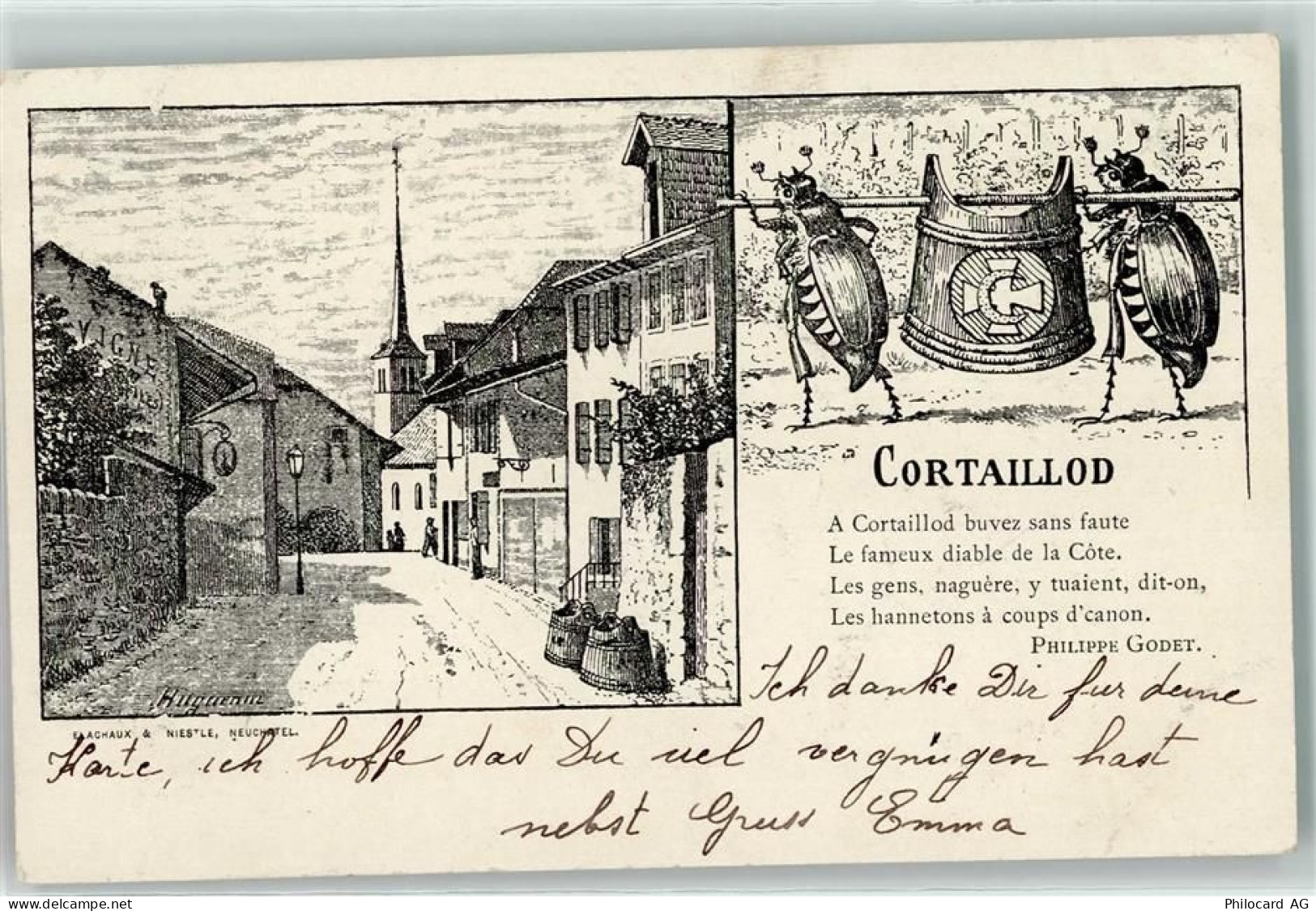 2016 Cortaillod 1902 Lithographie Maikäfer - 13258633
