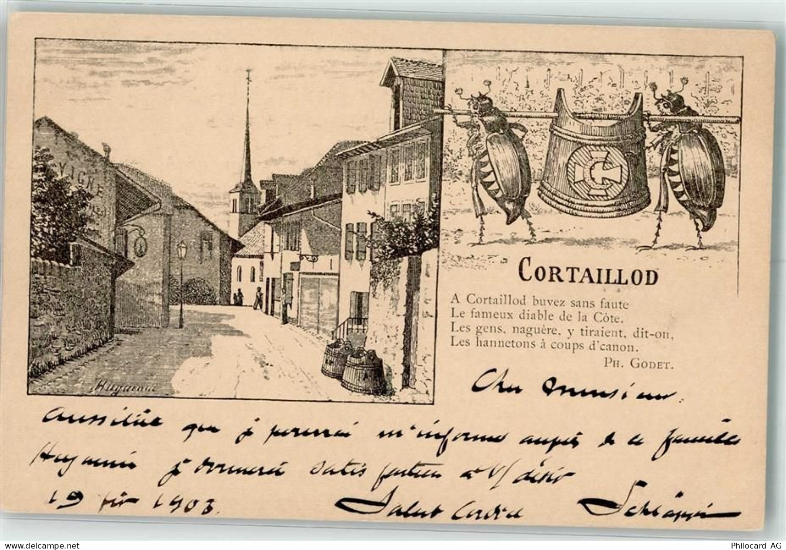 2016 Cortaillod 1903 - Maikäfer Tiere vermenschlicht Gedicht Ph. Godet... - 13514374