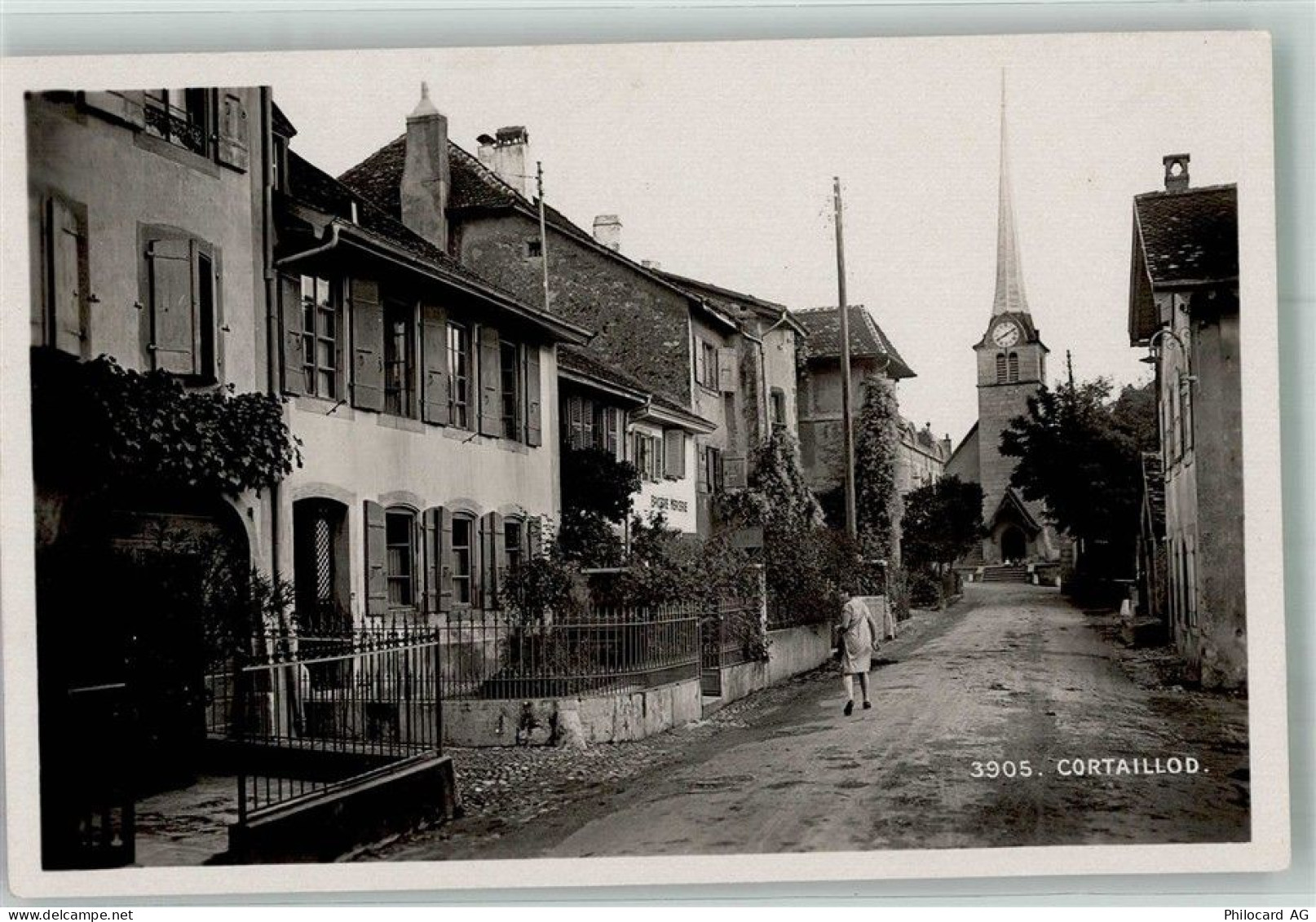 2016 Cortaillod 1932 Foto AK Straße Kirche - 13597890