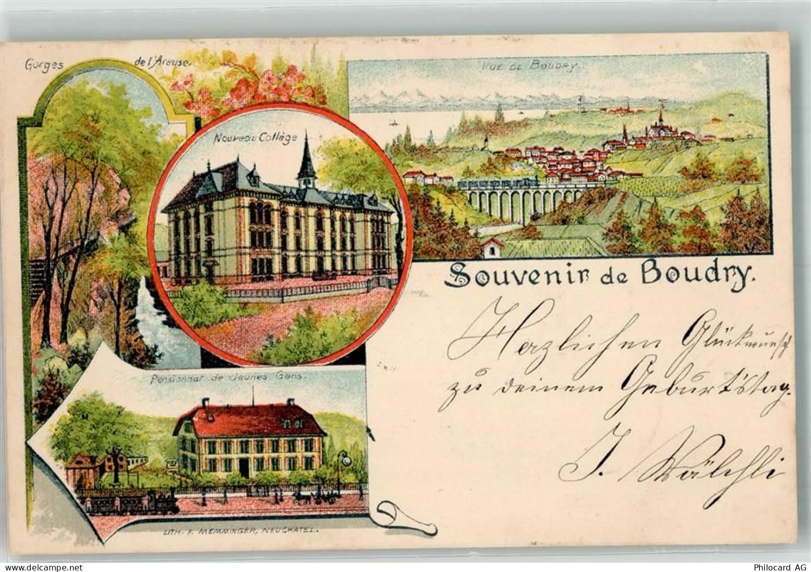 2017 Boudry 1899 Lithographie Neue Schule Junge Männer Pensionnat - 13641653