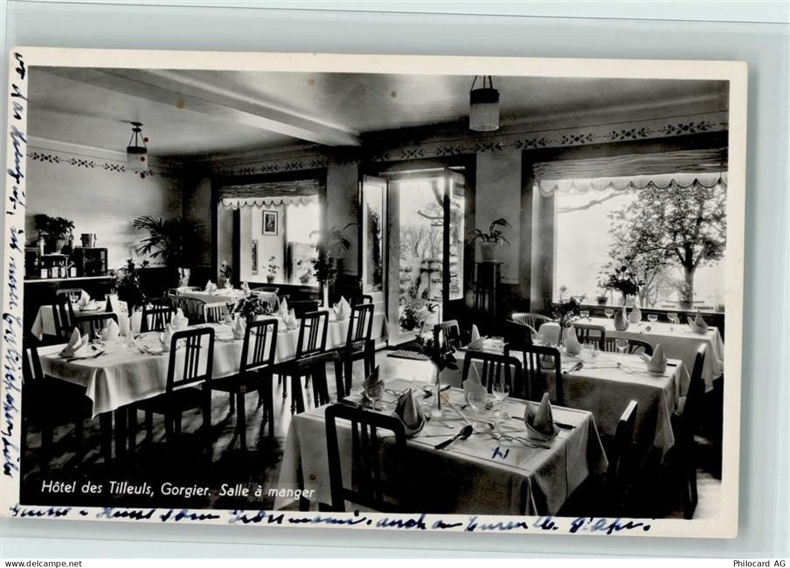 2023 Gorgier 1949 Foto AK Hotel des Tilleuls,Speisesaal, gute Erhaltung ... - 13070307