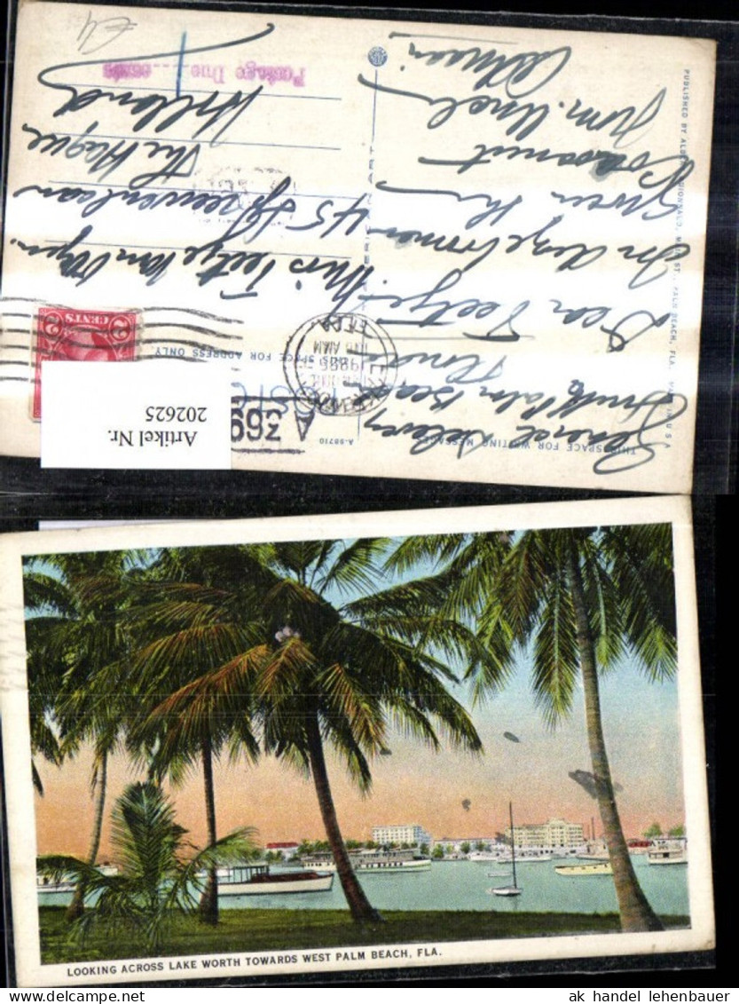 202625,Florida Palm Beach Looking Across Lake Worth Towards West Palm Beach Schiffe Boote