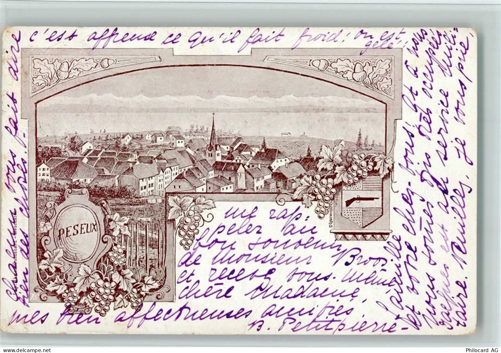 2034 Peseux 1909 - Gruss aus - Weintrauben - 13213391