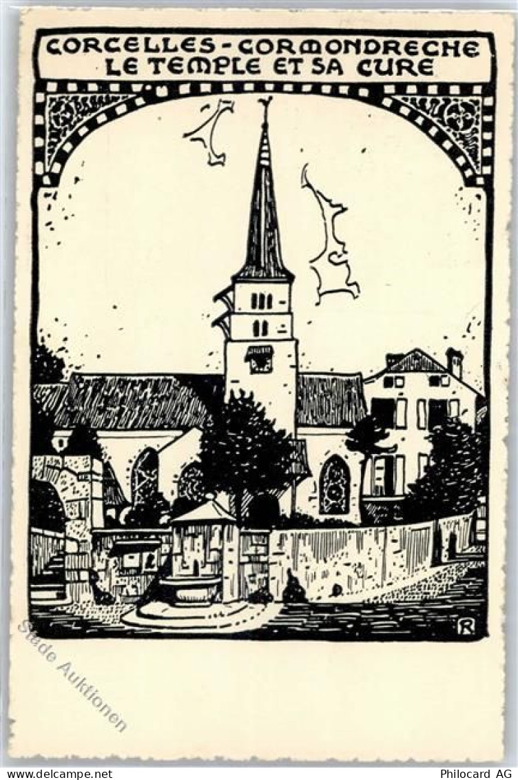 2035 Corcelles NE - 1925 le temple et sa cure - 50810822