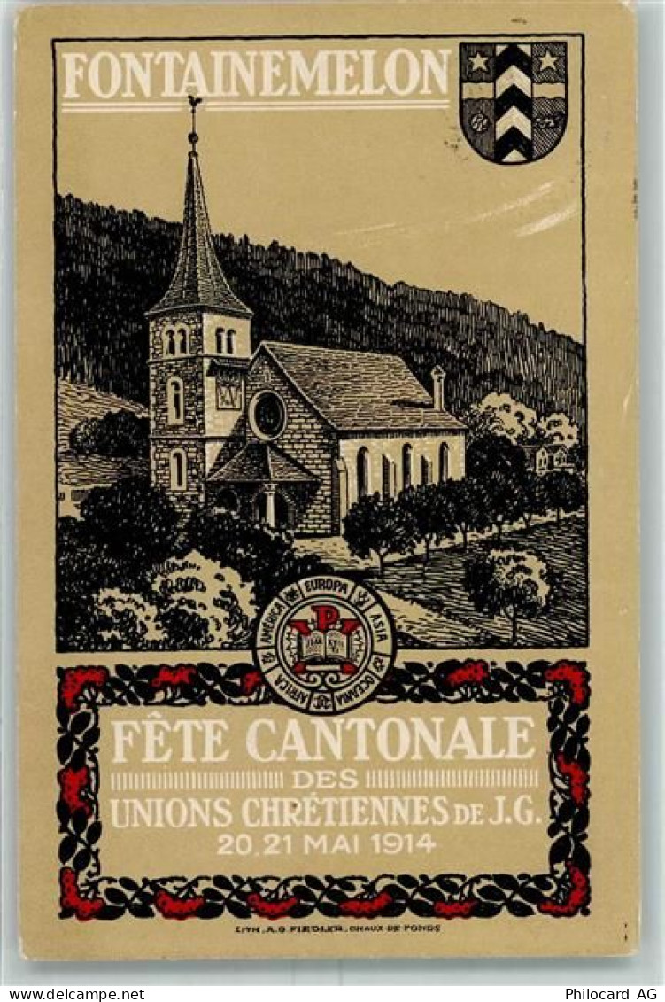 2052 Fontainemelon 1914 - Fete Cantonale des Unions Chretiennes de JG Ki... - 13426045
