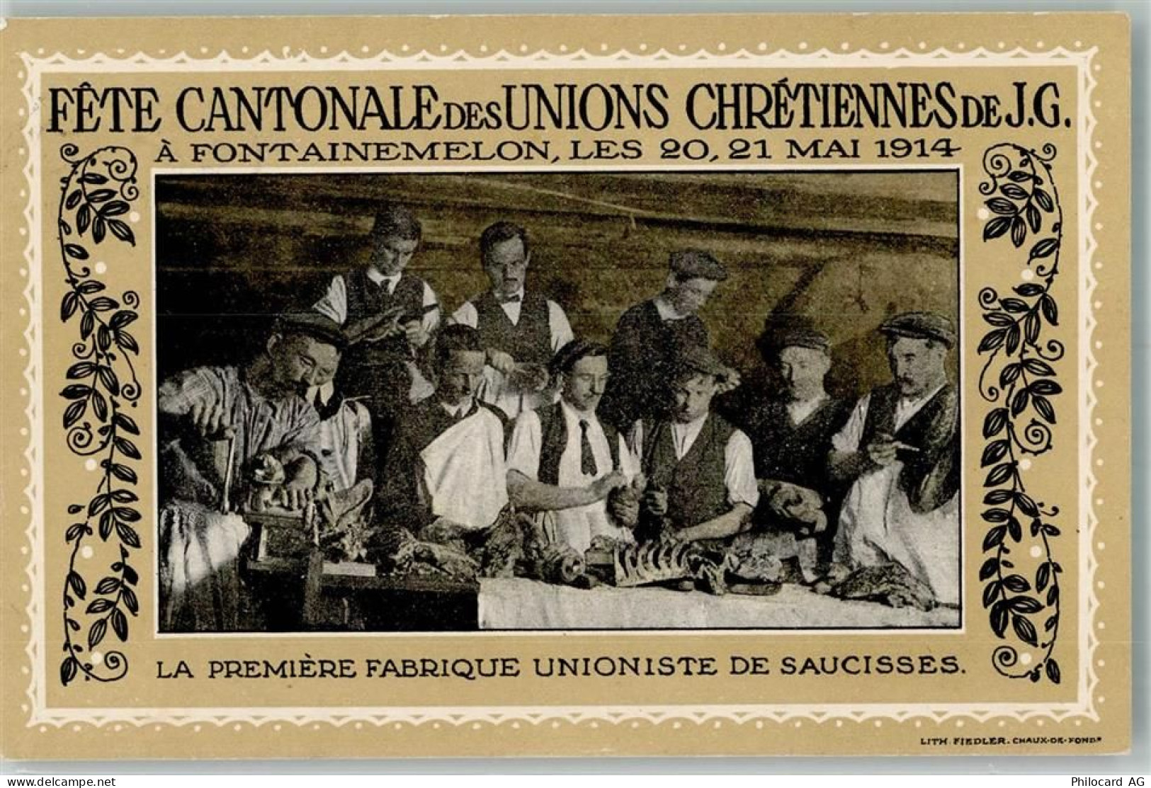 2052 Fontainemelon 1914 Foto AK Fete Cantonale des Unions Chretiennes de... - 13568146