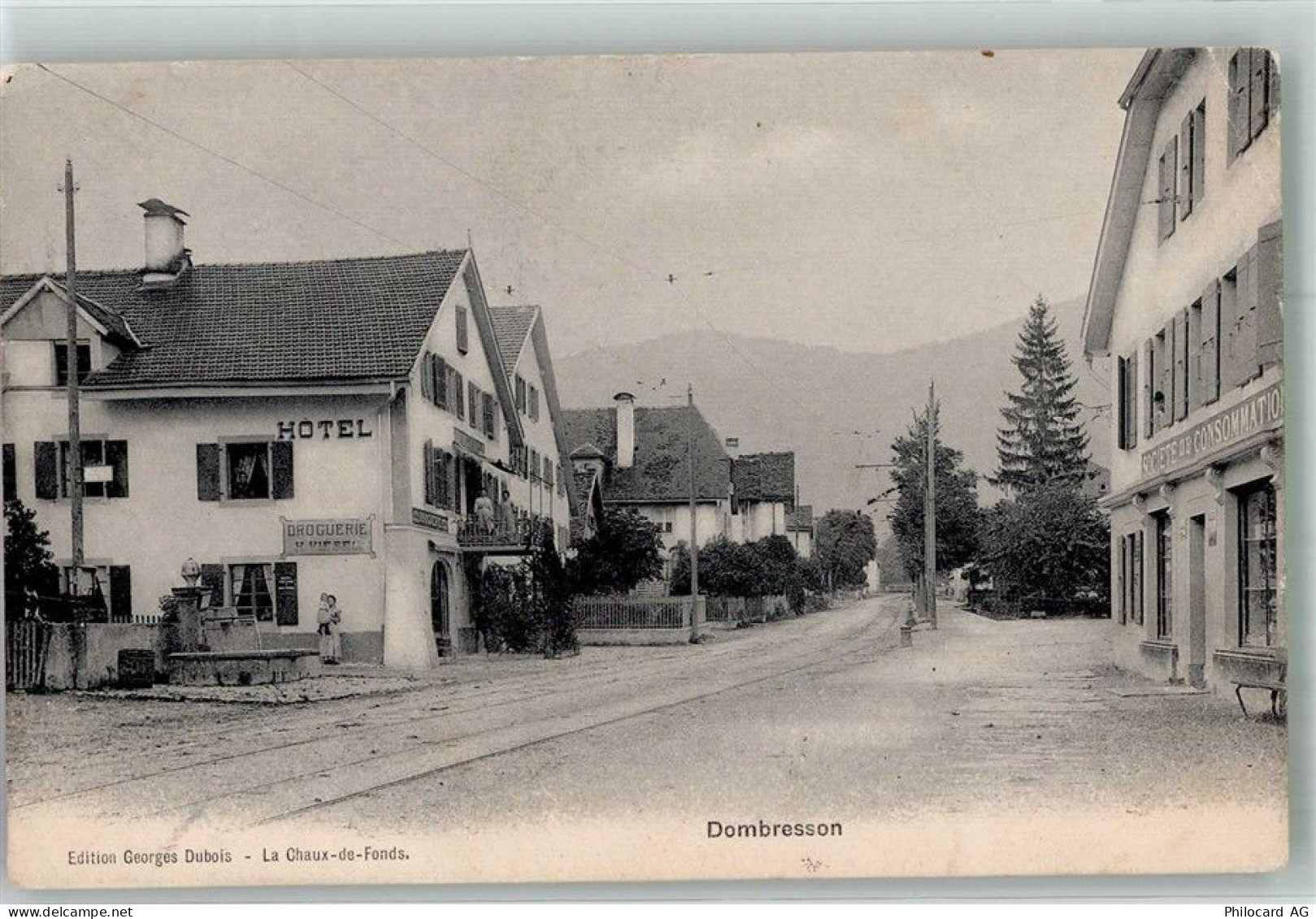 2056 Dombresson 1906 Foto AK Hotel Geschäft - 13597895