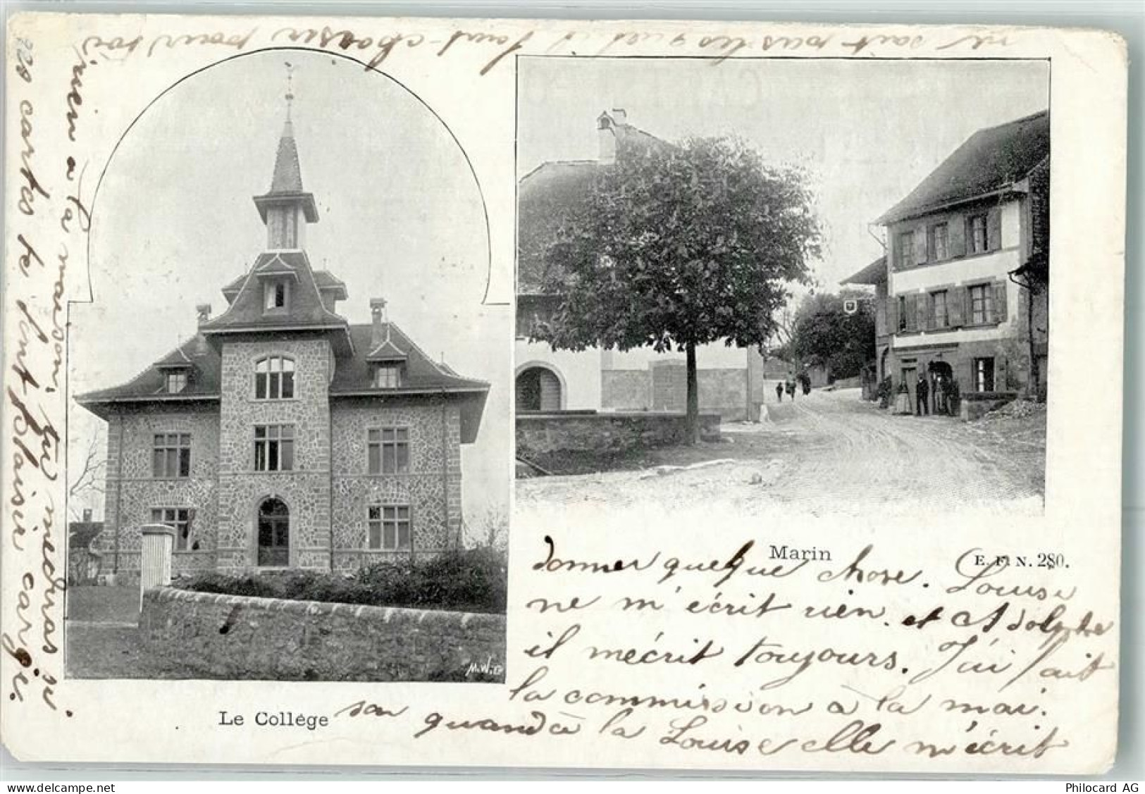 2074 Marin-Epagnier 1903 Gebrauchsspuren le College - 13276229