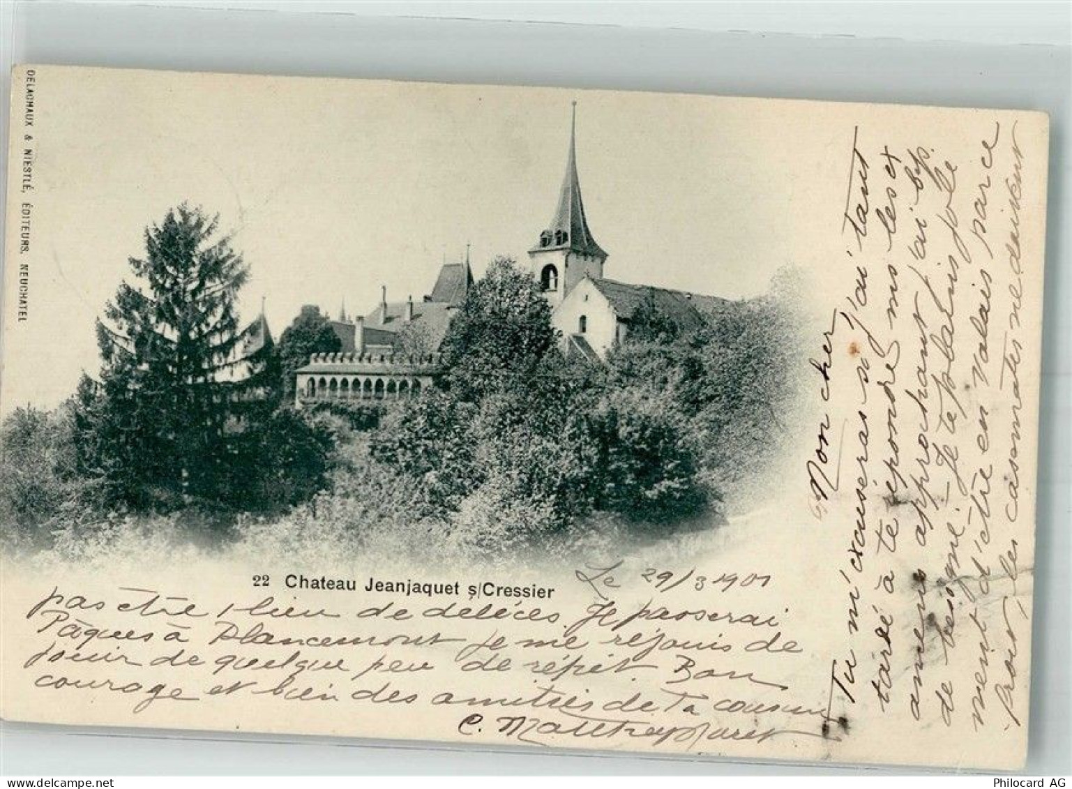 2088 Cressier NE 1901 Foto AK Schloss Jeanjaquet - 38216839