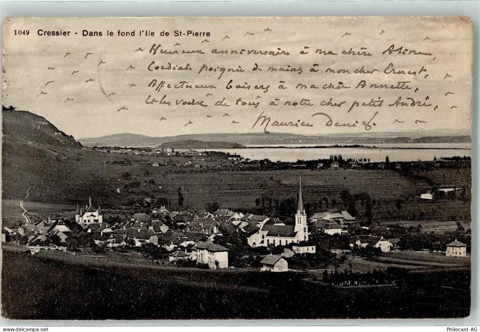 2088 Cressier NE 1909 - Dans le fond l Ille de St Pierre - 10606373
