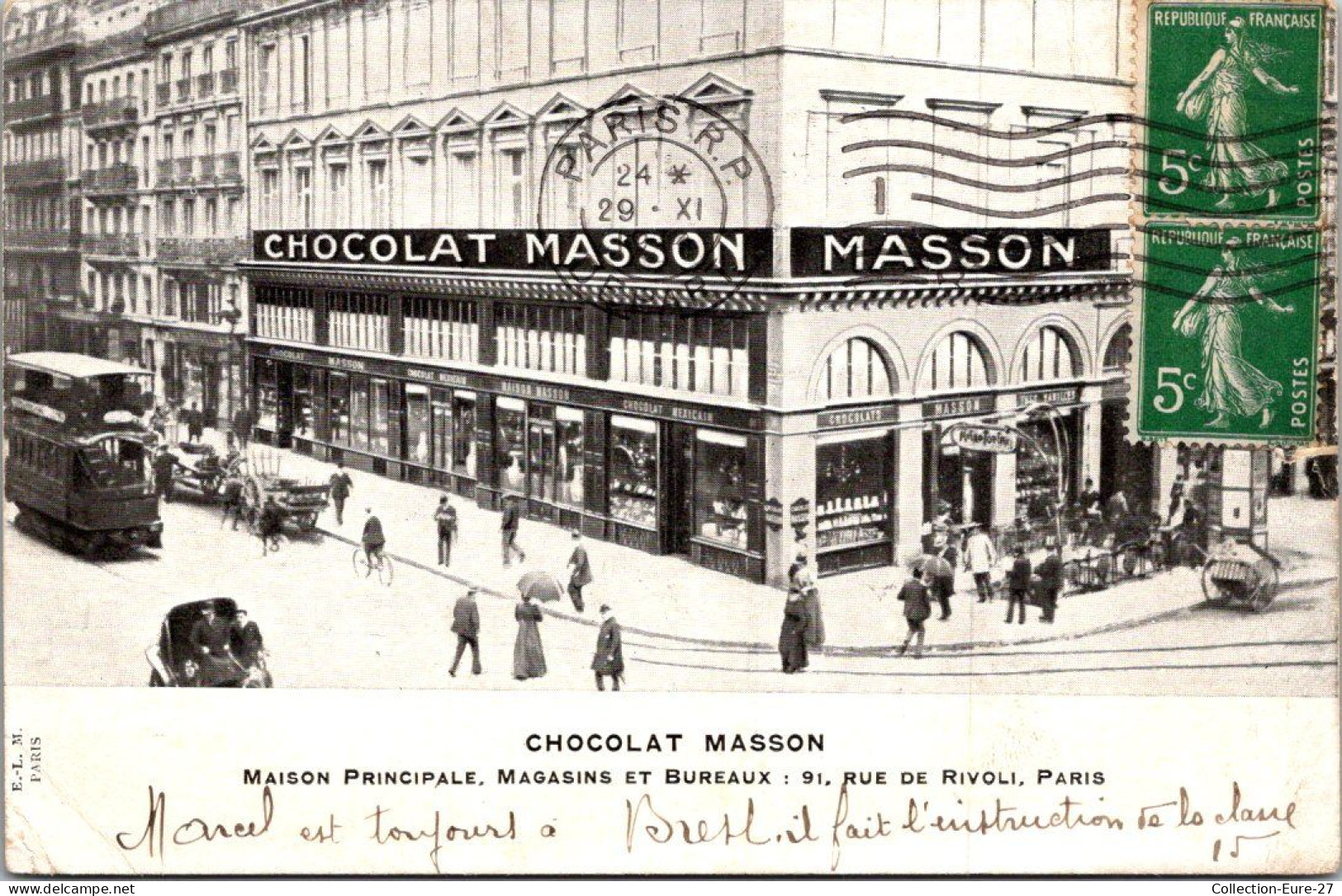(21/01/26) 75-CPA PARIS - 1er ARRONDISSEMENT - 91 RUE DE RIVOLI - CHOCOLAT MASSON