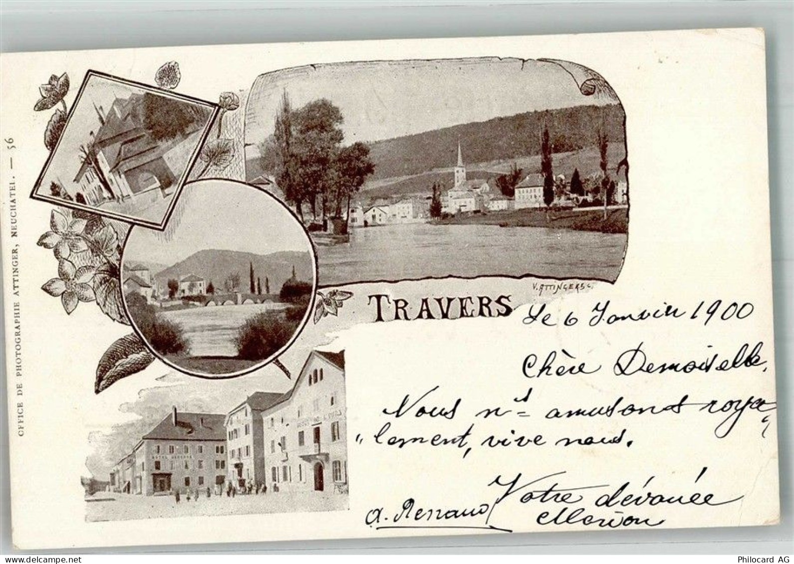 2105 Travers 1900 Foto AK Hotel Gasthaus - 13585831