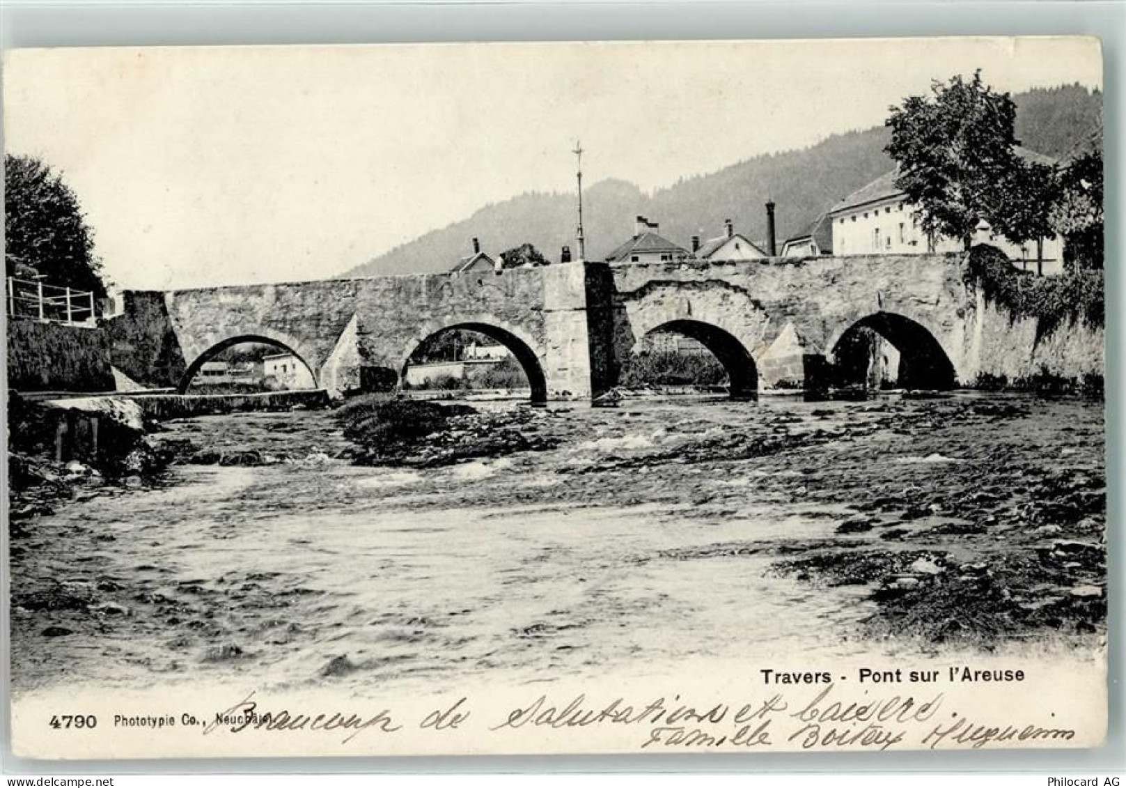 2105 Travers 1908 Gebrauchsspuren Pont sur l Areuse - 39377529