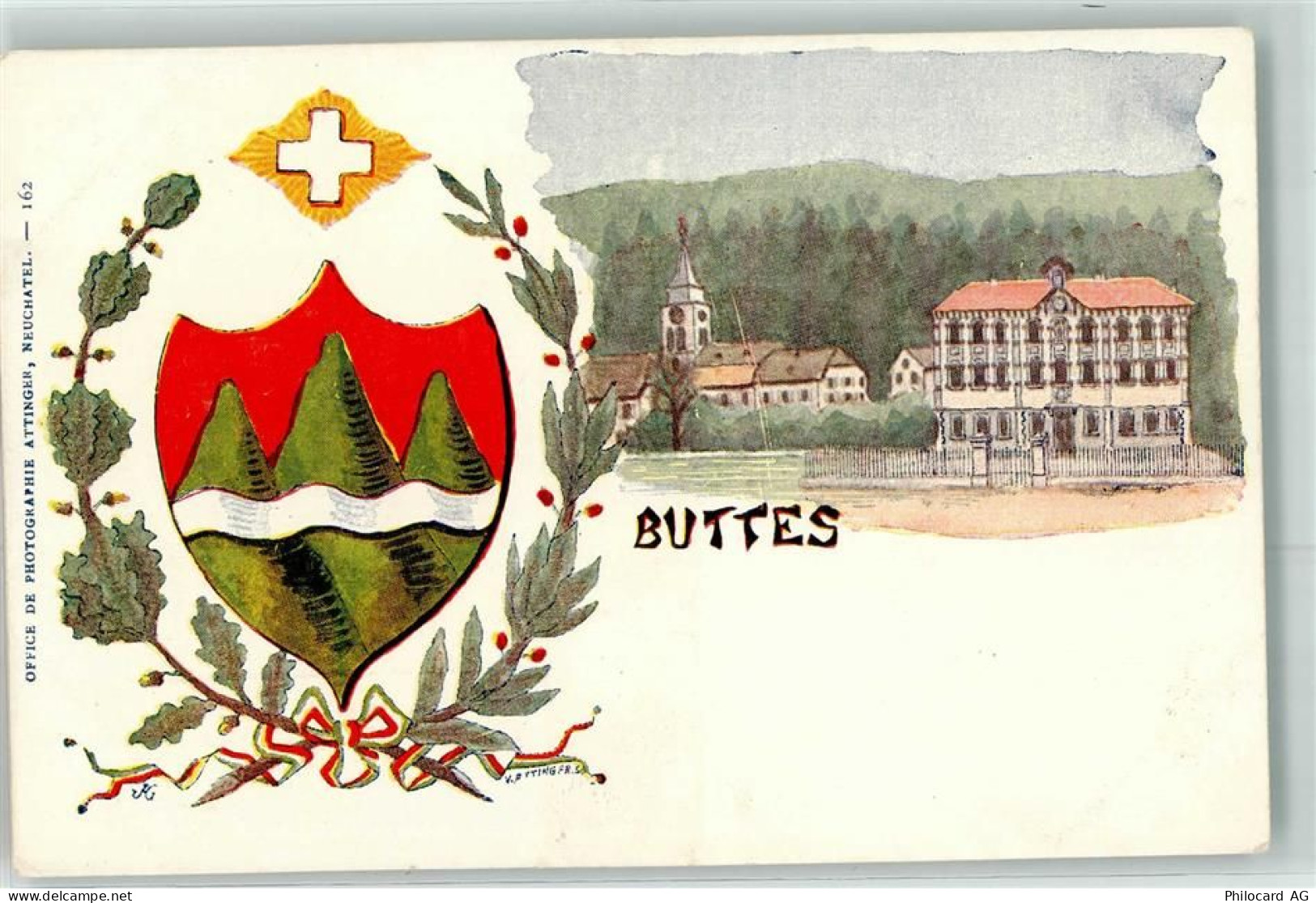 2115 Buttes Künstlerkarte Wappen sign. V. Attinger - 13271572