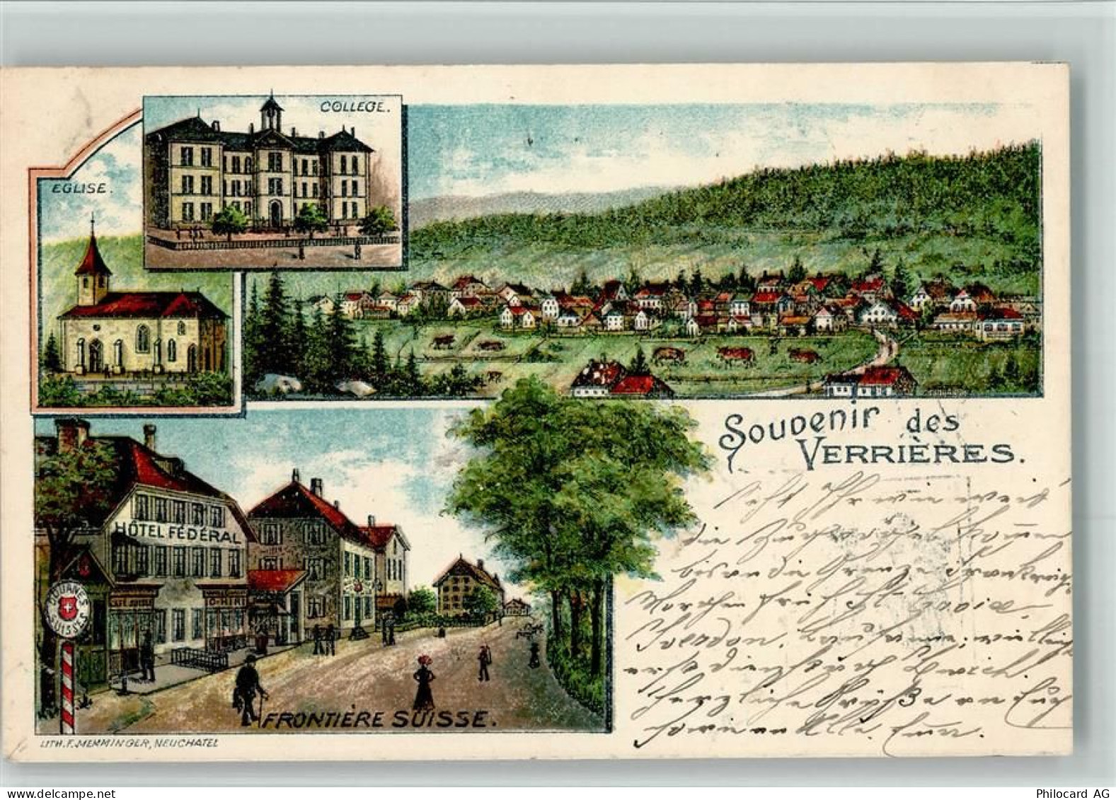 2126 Les Verrières 1901 BOAKC Zoll Frontiere Lithographie - 13700261