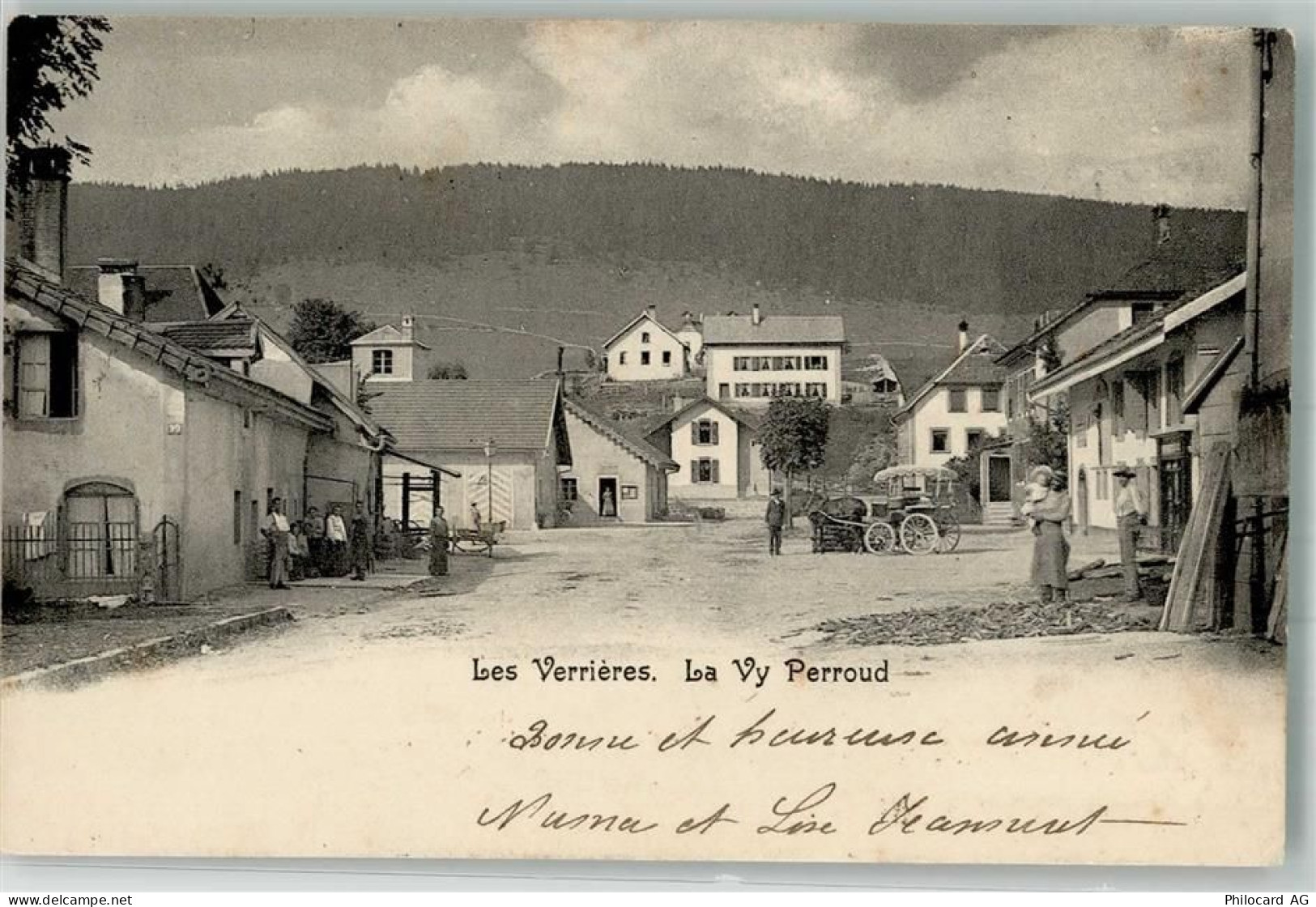 2126 Les Verrières 1904 Foto AK La vy Perroud Bahnpost Zug 1189 Nr. 9 - 13552391