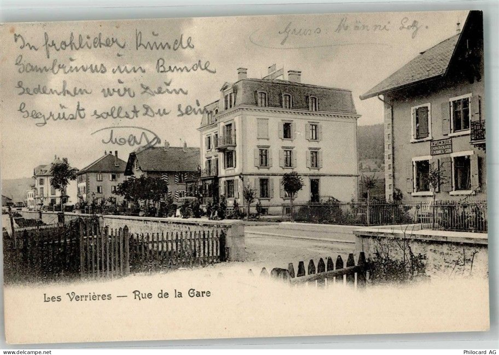 2126 Les Verrières 1905 Foto AK Rue de la Gare - 13585827