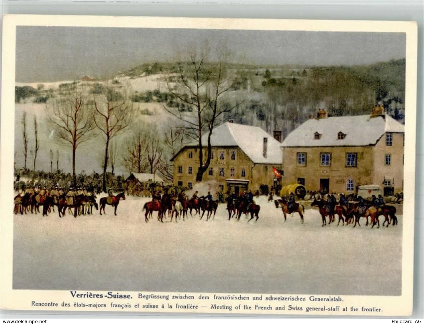 2126 Les Verrières Künstlerkarte sign. Cstres von Fenf Grenze Begegnung ... - 38061890