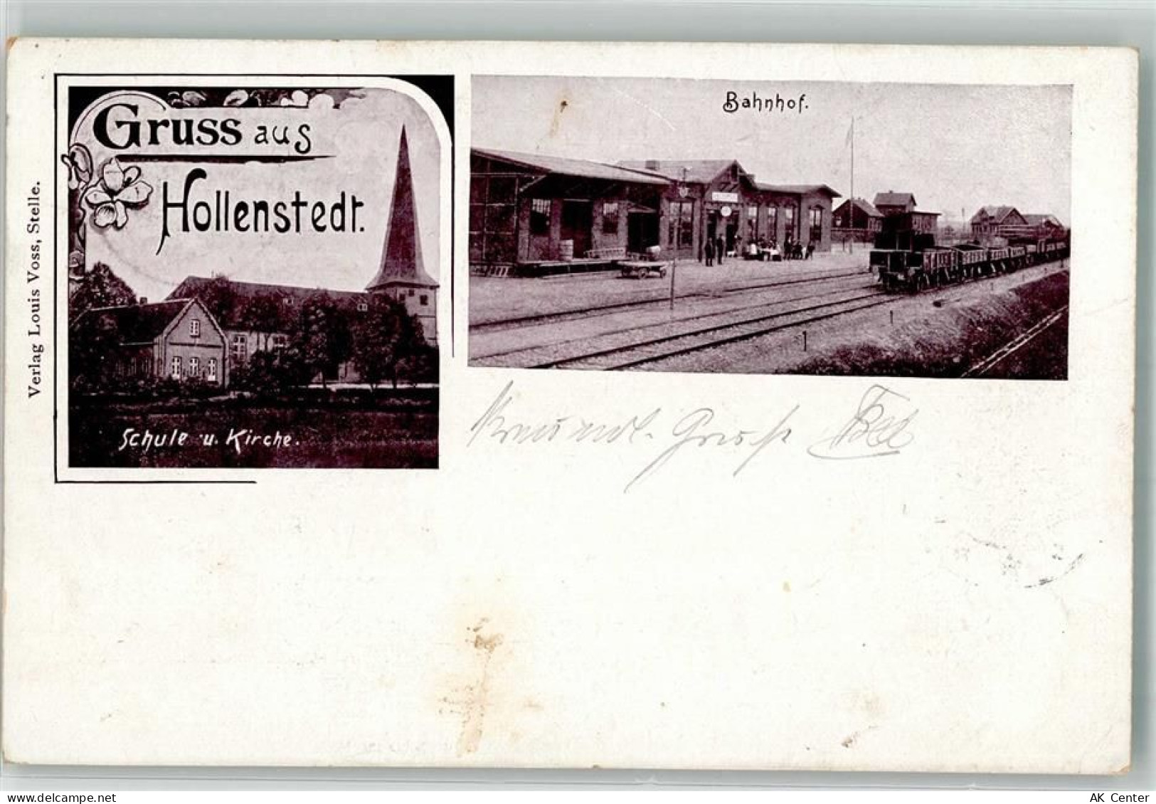 21279 W2114 Hollenstedt , Nordheide 1903 - Schule Kirche Bahnhof Güterwa... - 13647771