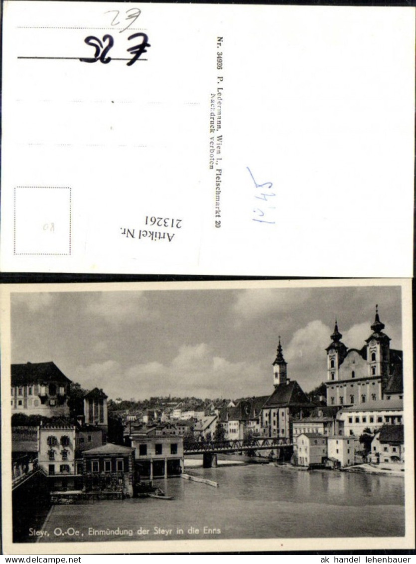 213261,Steyr Teilansicht Einmündung d. Steyr i. d. Enns Brücke