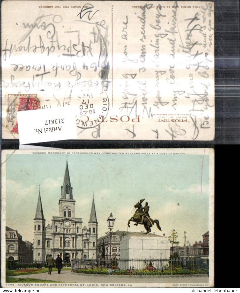 213817,Louisiana New Orleans Jackson Square St Louis Cathedral Jackson Monument