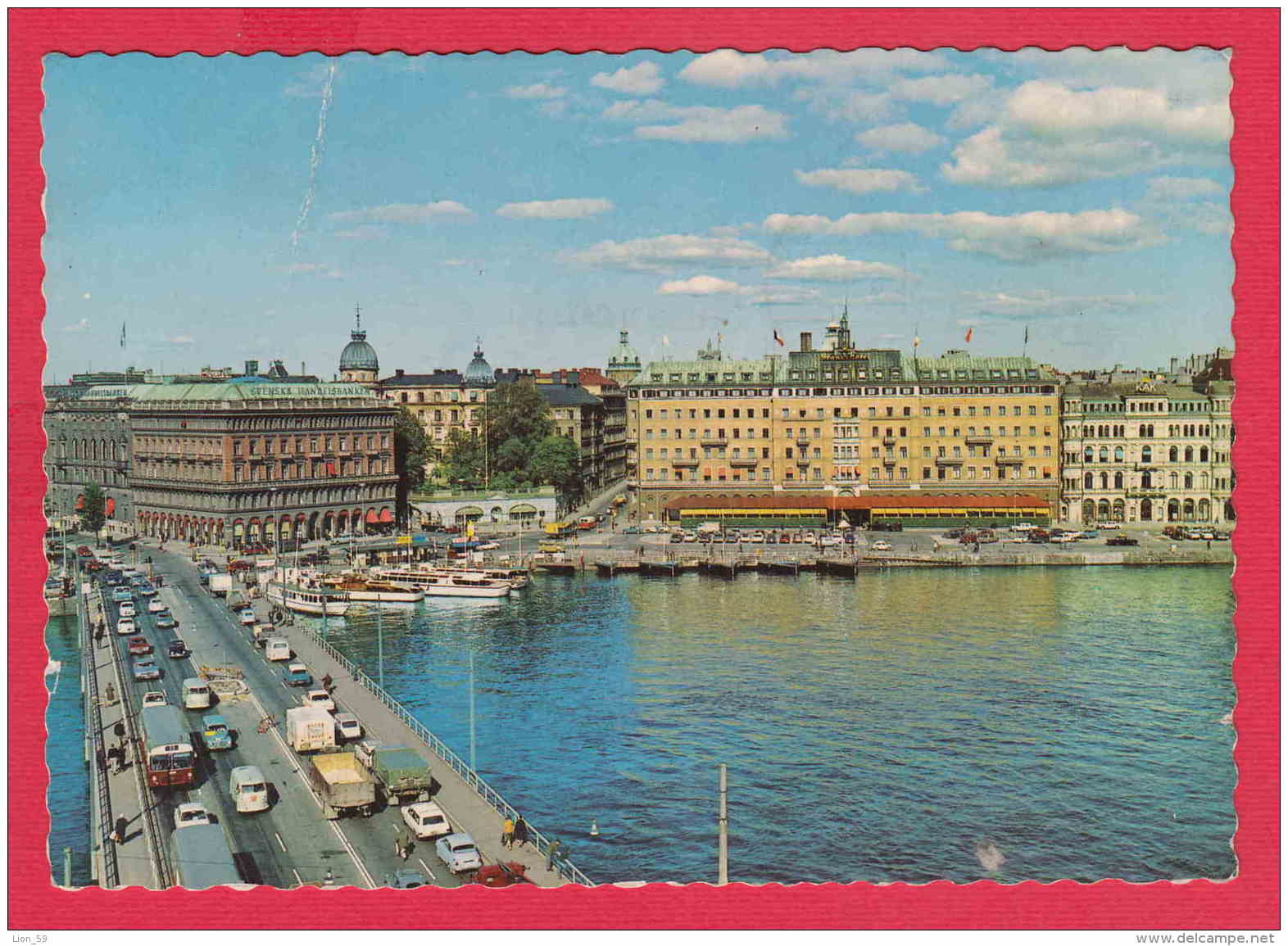 215775 / Stockholm - VIEW FROM THE ROYAL PALACE , SHIP PORT , BRIDGE BUS CAR , Sweden Schweden Zweden Suede Svezia