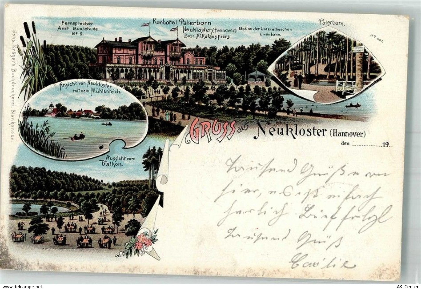 21614 W2150 Neukloster , Niederelbe 1903 Lithographie Mühlenteich Kurhot... - 13668791