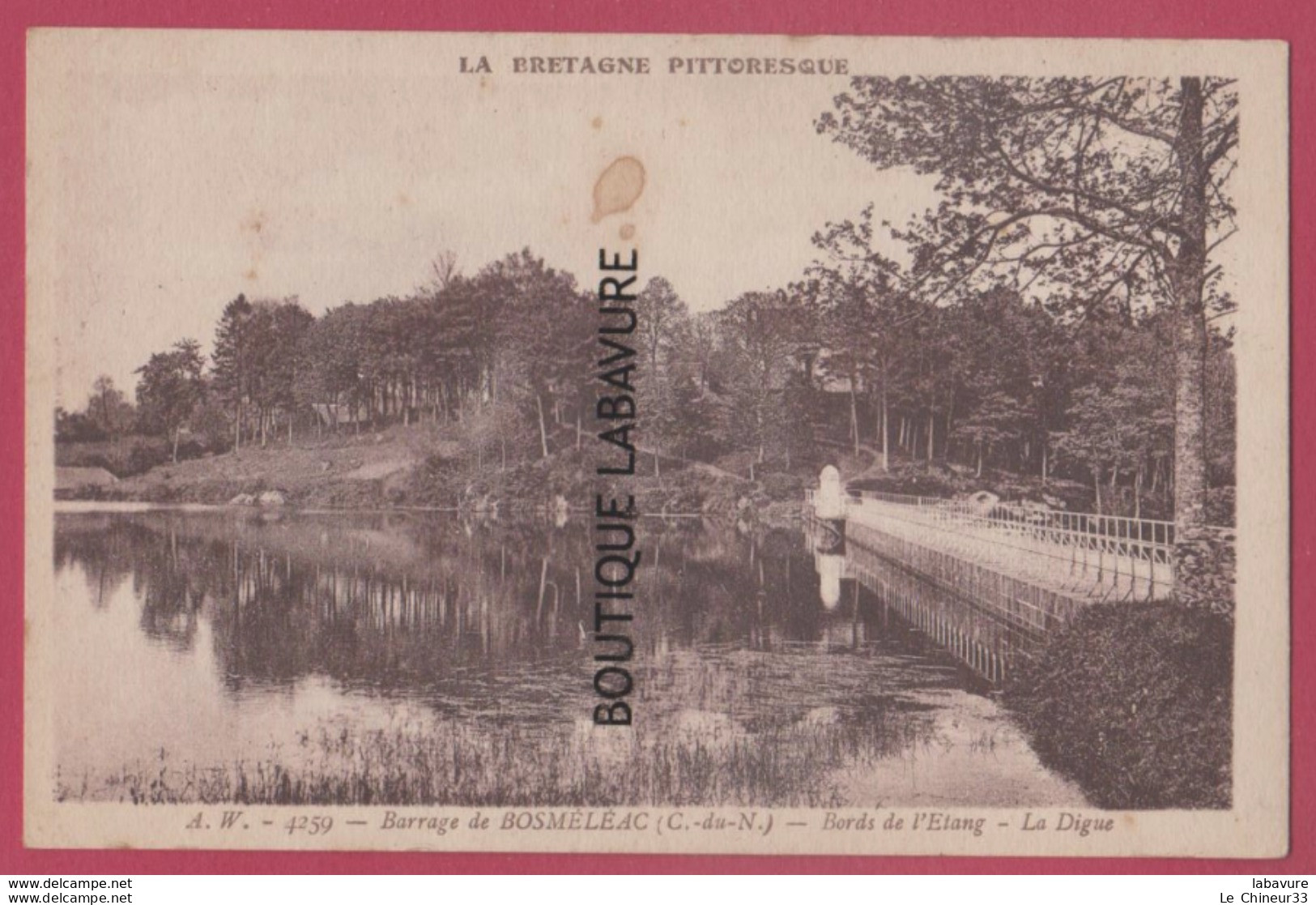 22 - BOSMELEAC--le Barrage--Bords de l'Etang--La Digue---cpsm pf