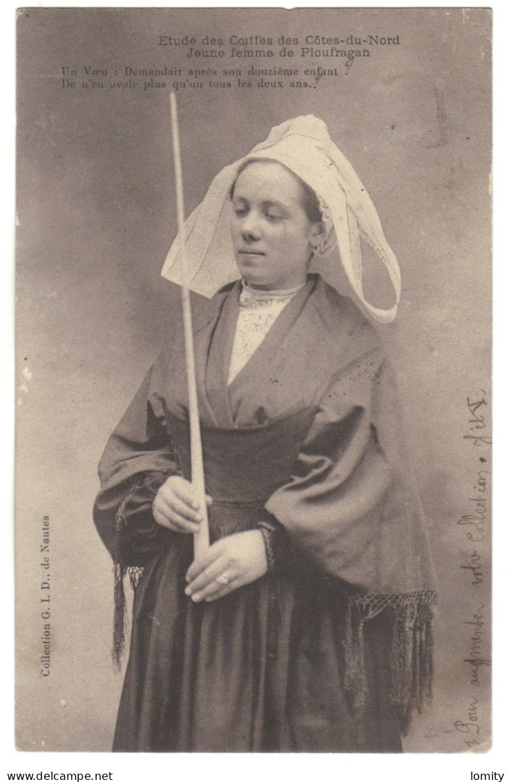 22 cpa jeune femme de ploufragan bretagne   folklore costume coiffe